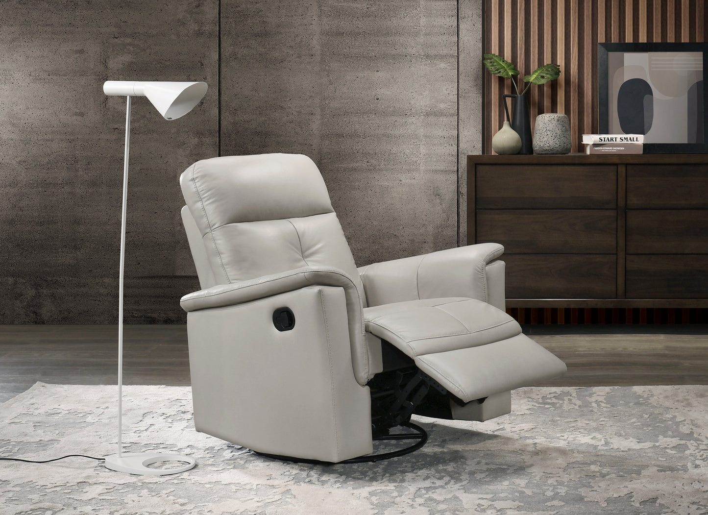 Homelegance Bristow Reclining Chair Silver Leather Swivel Glider 9620SVE-1