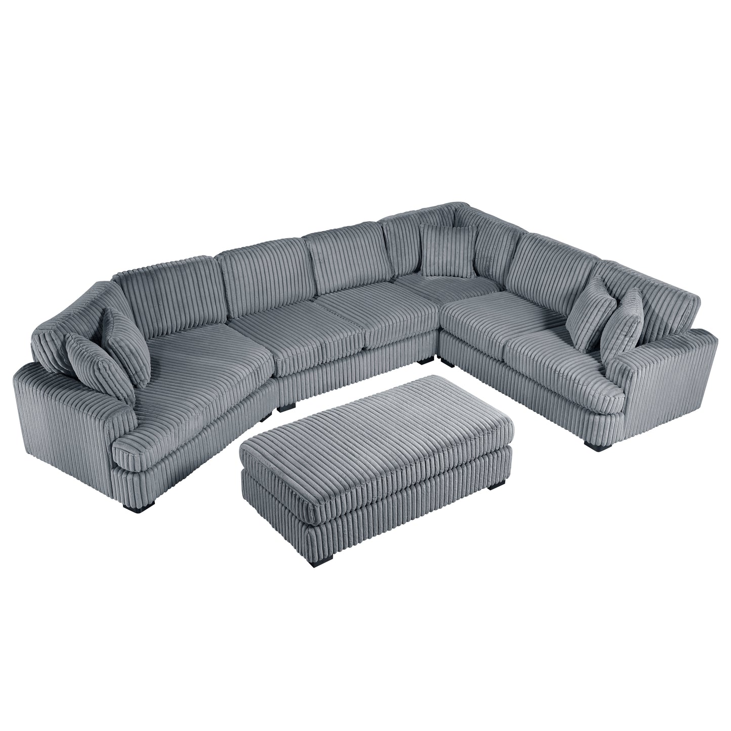 Homelegance Sectional Sofa Gray Fabric 9623GY-5LU2R