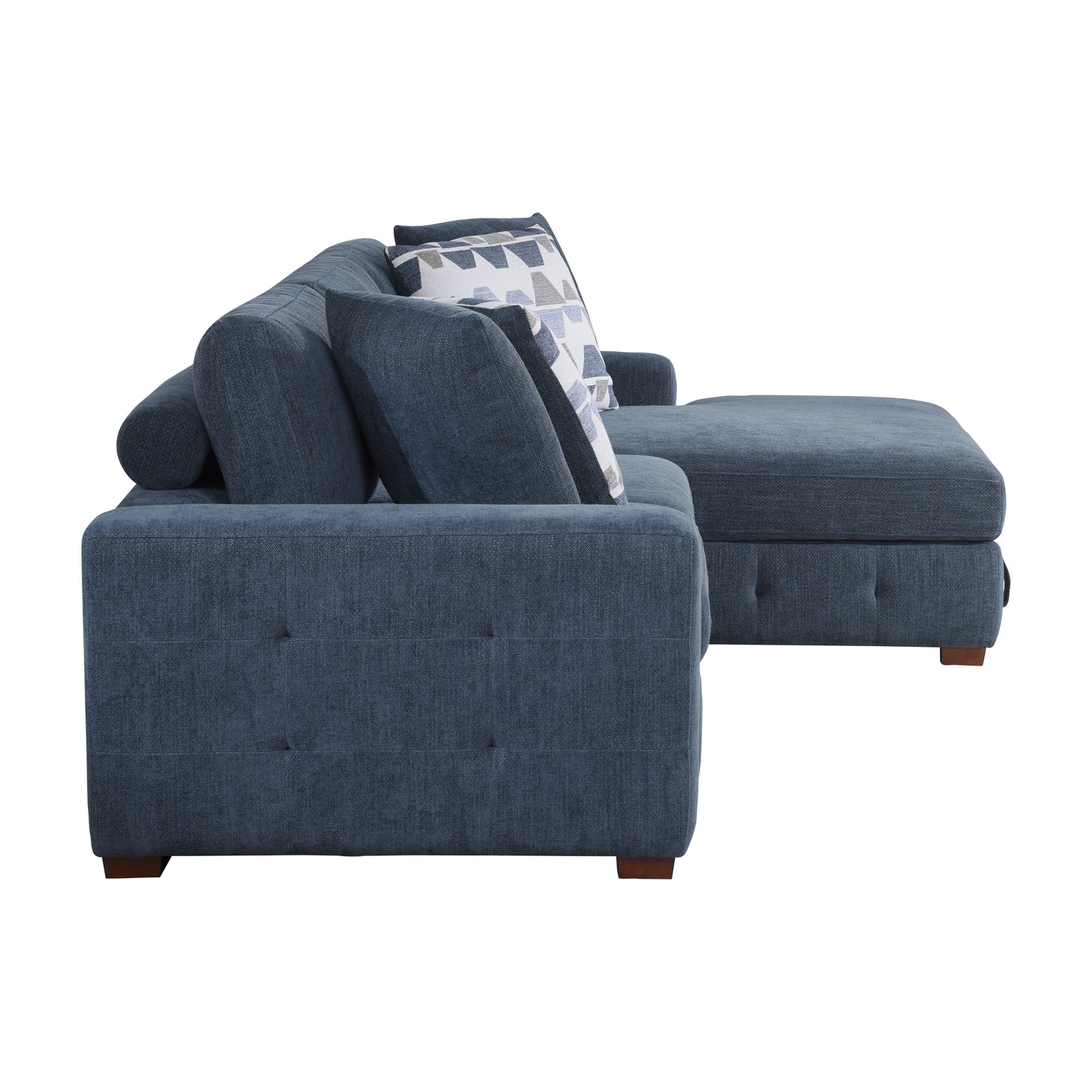 Homelegance Raife Blue Chenille Sectional Sofa with Pull-Out Bed and Storage 9624BU-32LRC