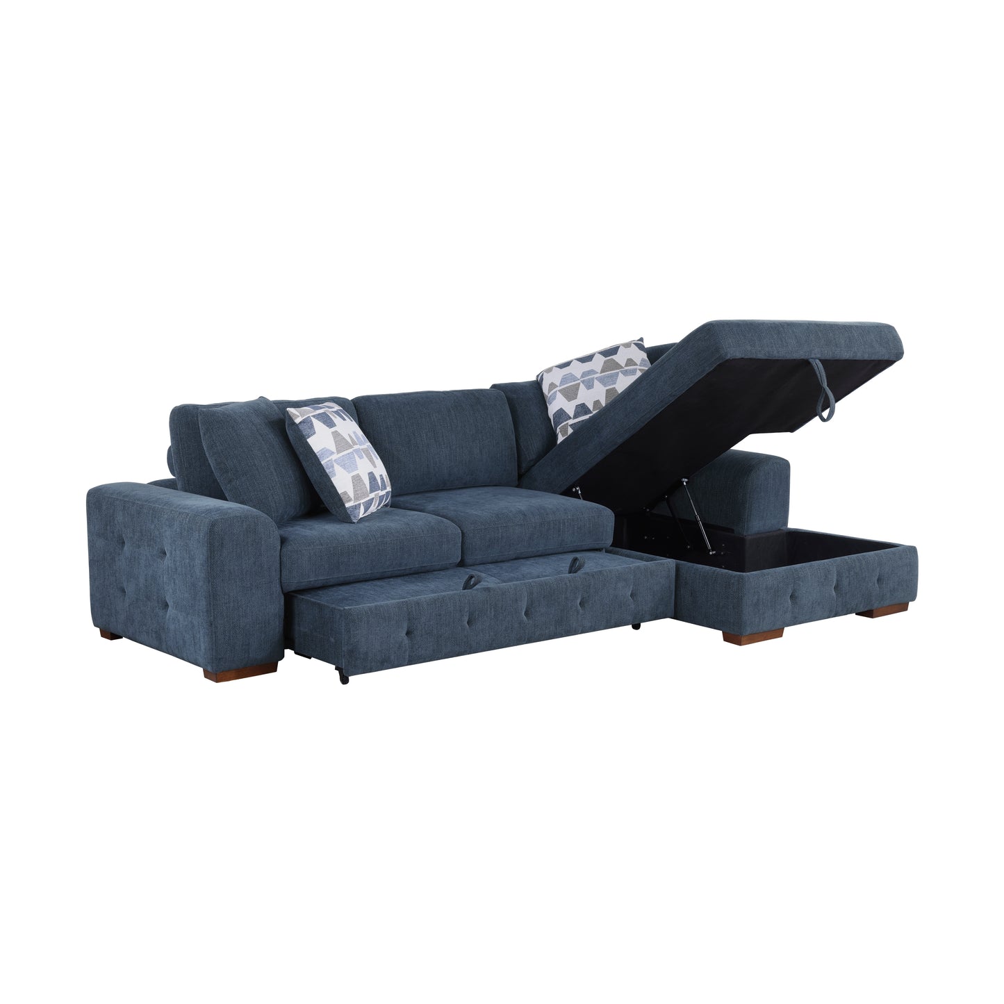 Homelegance Raife Sectional Sofa Soft Blue Chenille with Hidden Storage 9624BU-22LRC