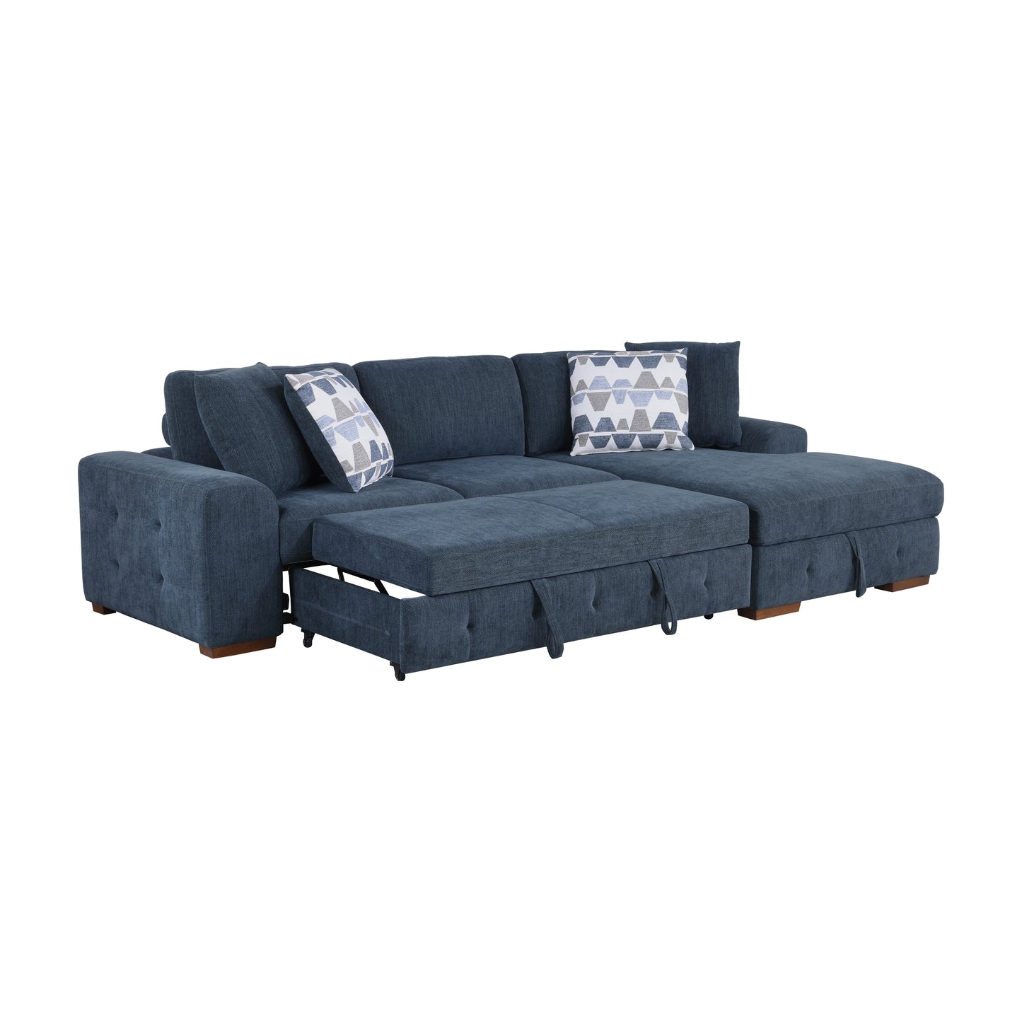 Homelegance Raife Sectional Sofa Soft Blue Chenille with Hidden Storage 9624BU-22LRC