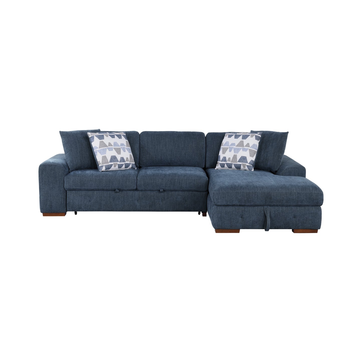 Homelegance Raife Blue Chenille Sectional Sofa with Pull-Out Bed and Storage 9624BU-32LRC