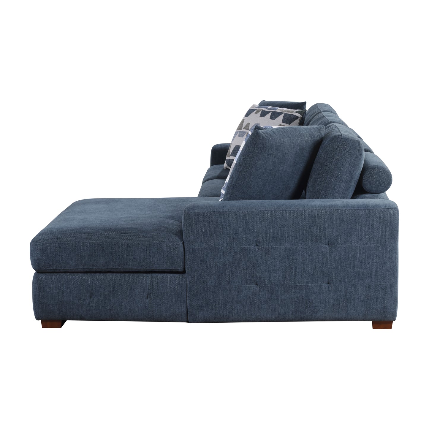 Homelegance Raife Blue Chenille Sectional Sofa with Pull-Out Bed and Storage 9624BU-32LRC