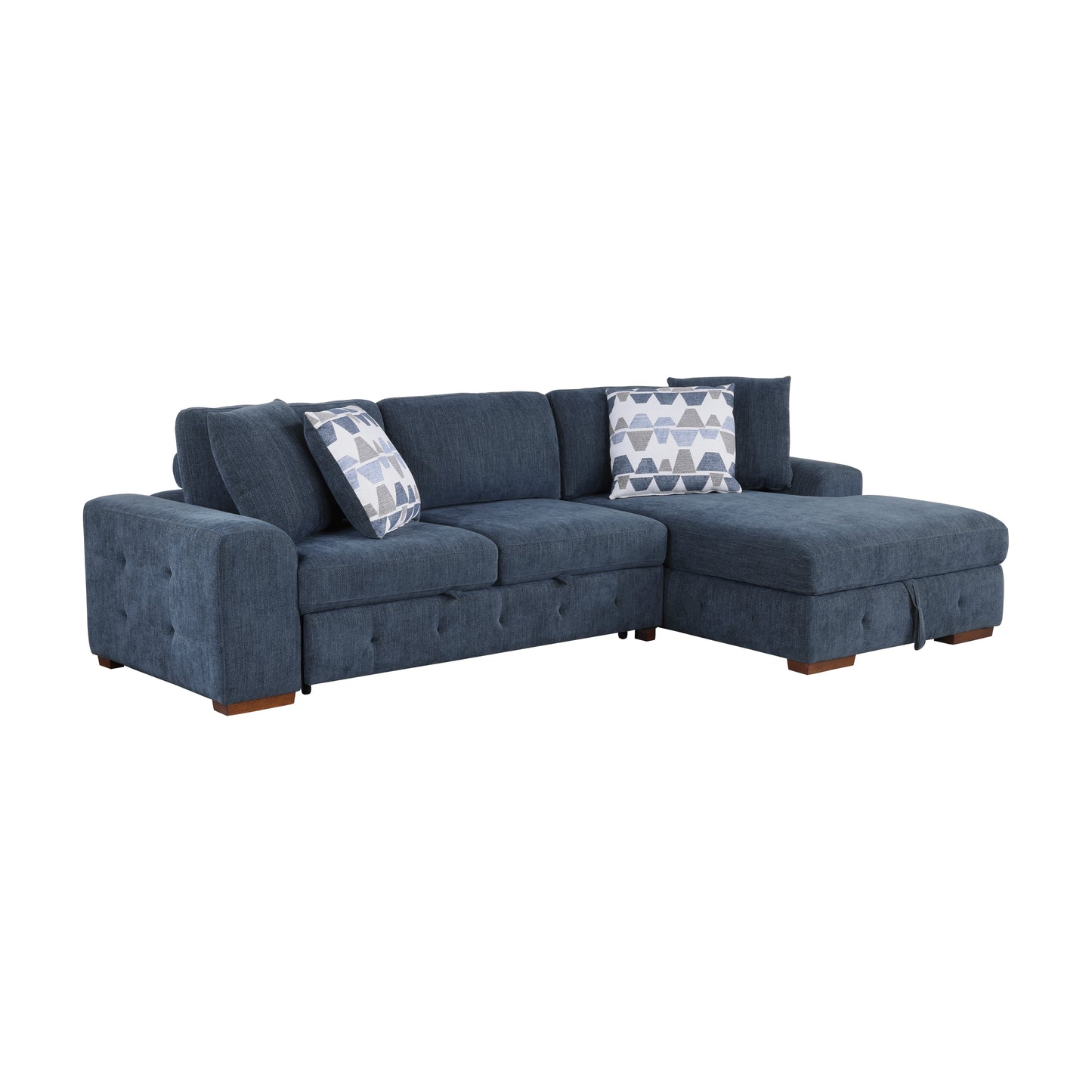 Homelegance Raife Sectional Sofa Soft Blue Chenille with Hidden Storage 9624BU-22LRC