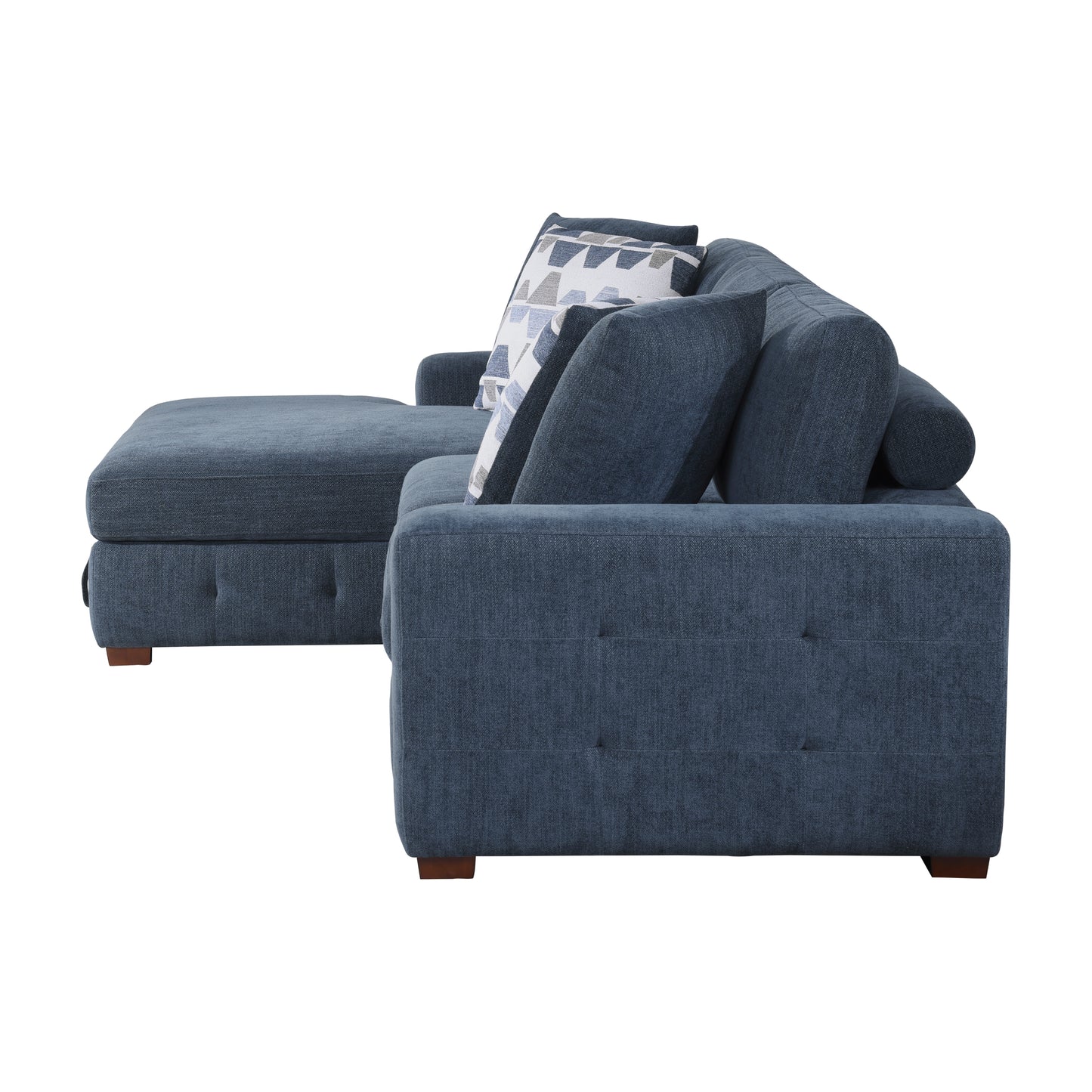 Homelegance Raife Sectional Sofa Soft Blue Chenille with Pull-Out Bed 9624BU-2LC2R