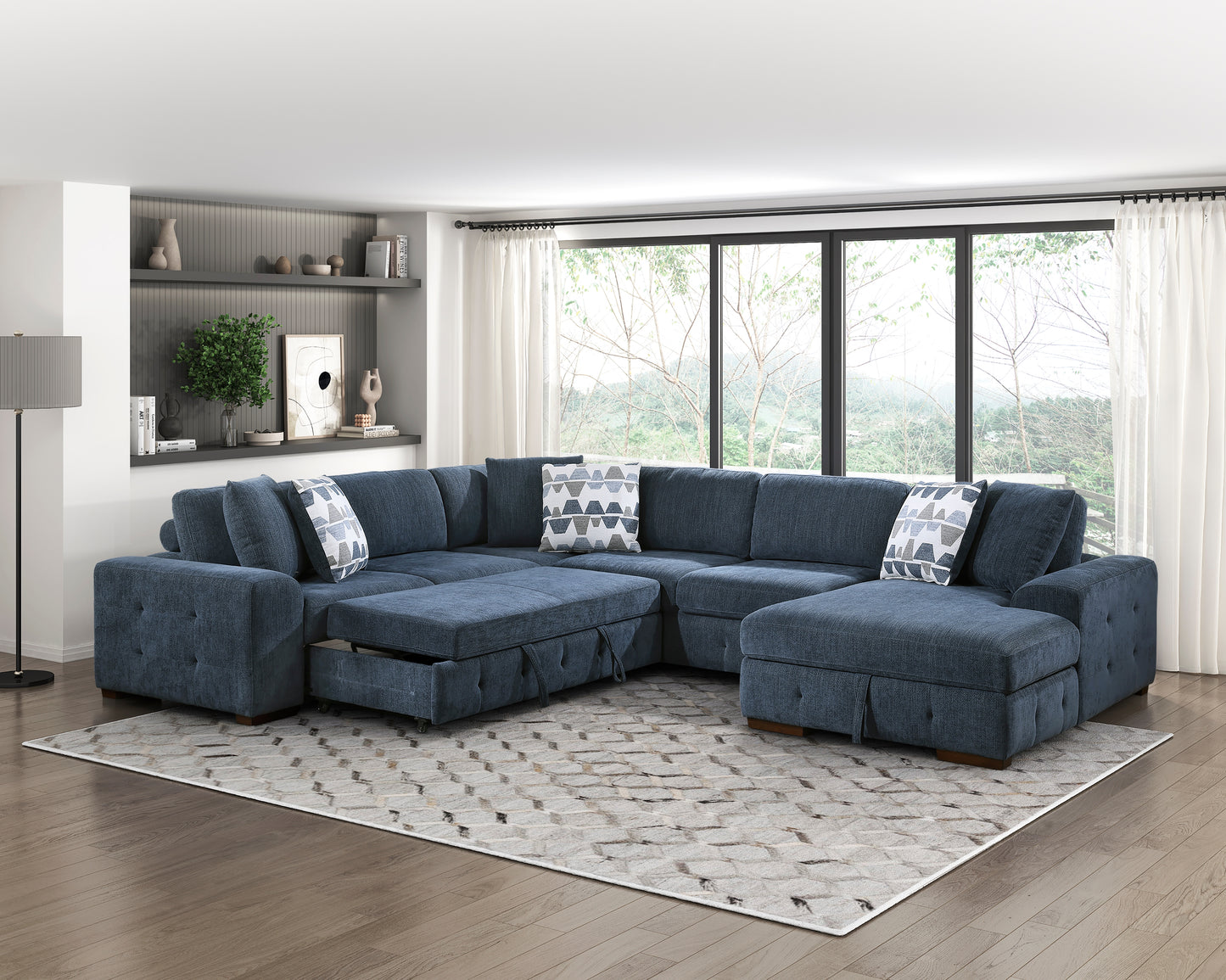 Homelegance Raife Sectional Sofa in Blue 9624BU-42LRC