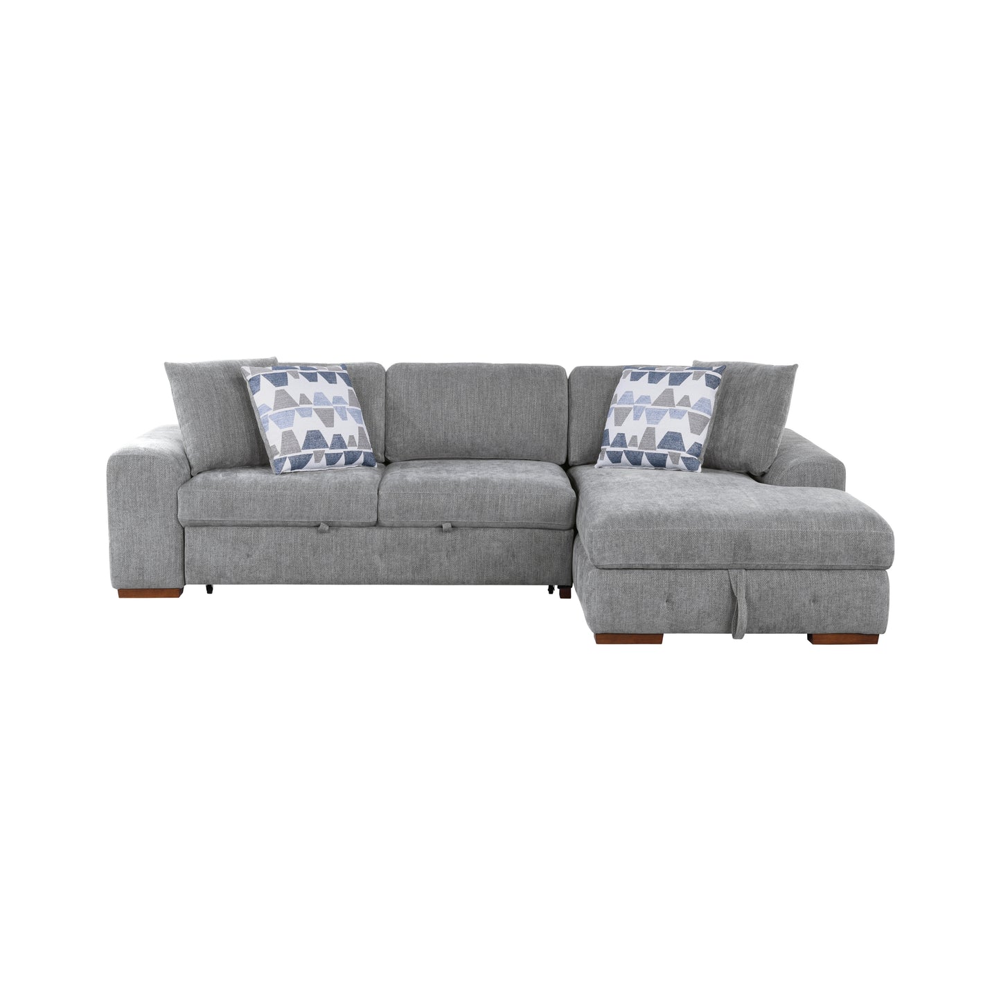 Homelegance Raife Gray Chenille Sectional Sofa with Pull-Out Bed and Storage 9624GY-22LRC
