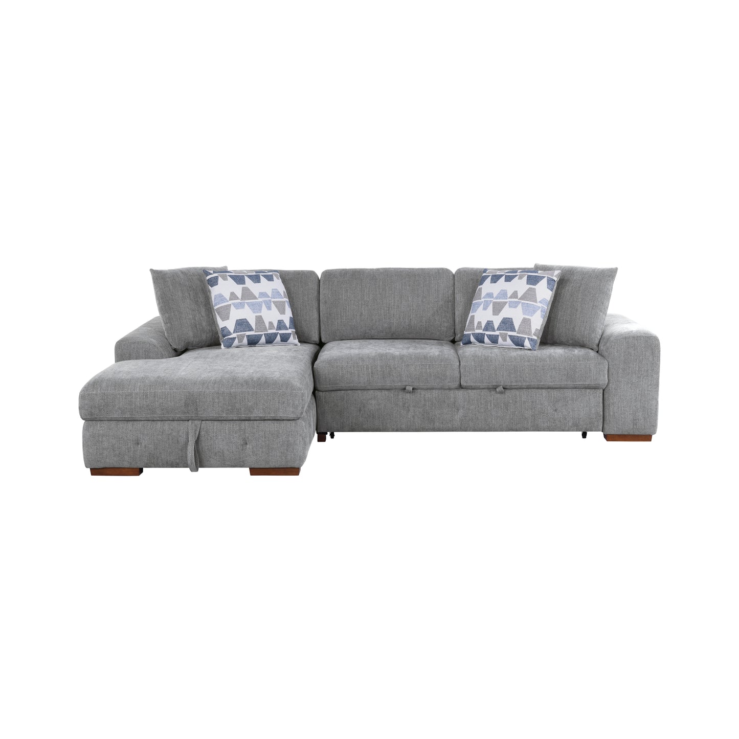 Homelegance Raife Sectional Sofa Soft Gray with Pull-Out Bed and Storage 9624GY-2LC2R