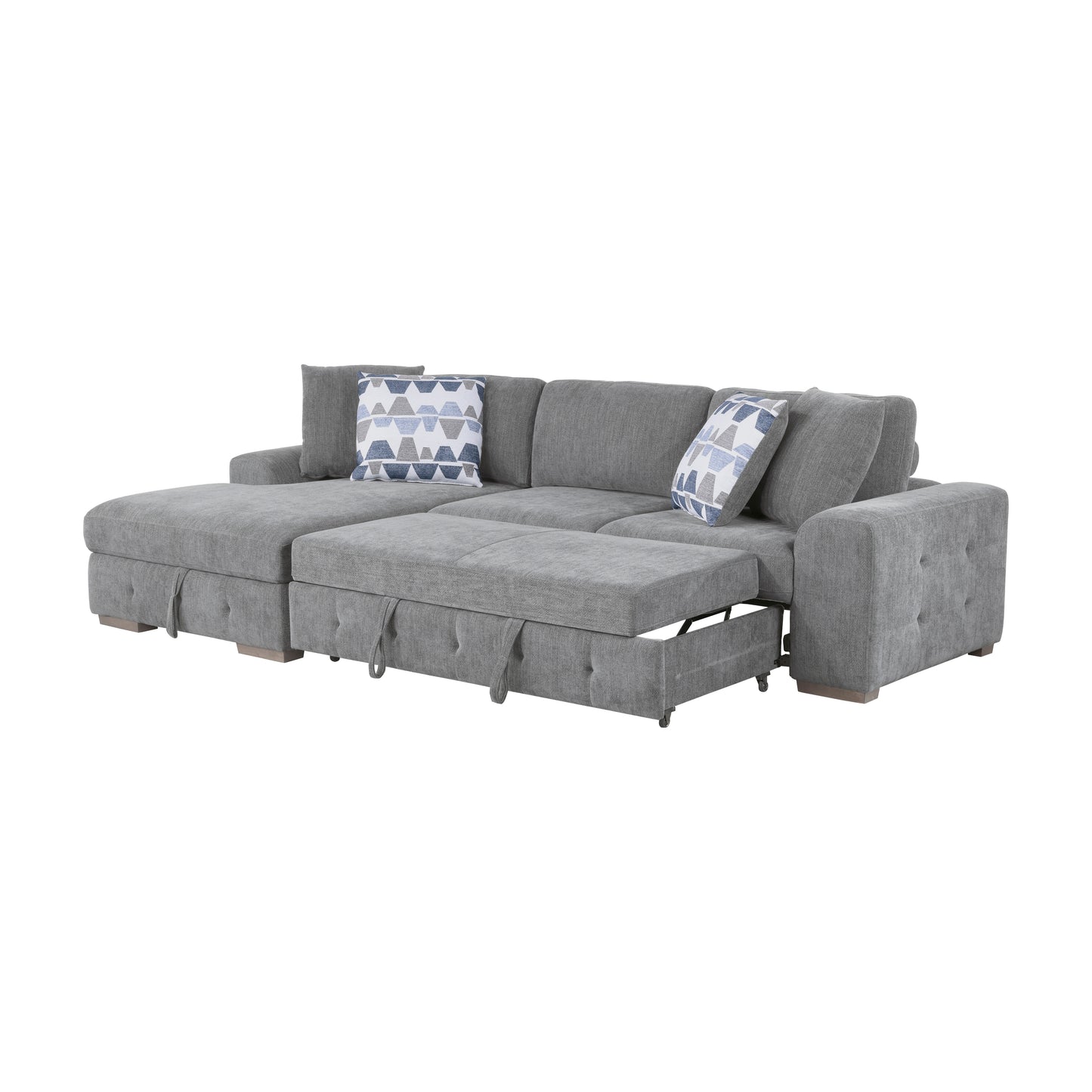 Homelegance Raife Sectional Sofa Soft Gray with Pull-Out Bed and Storage 9624GY-2LC2R