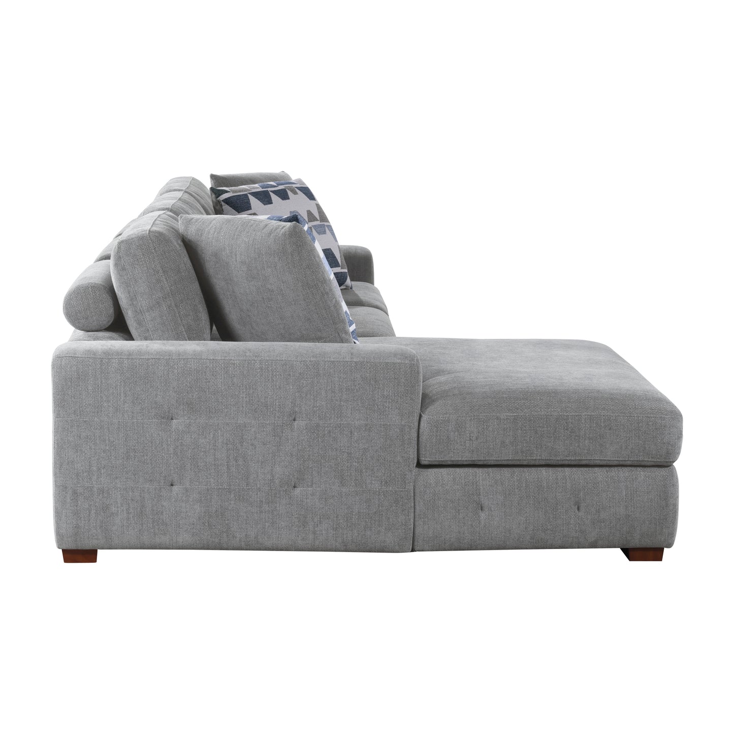 Homelegance Raife Sectional Sofa Soft Gray with Pull-Out Bed and Storage 9624GY-2LC2R