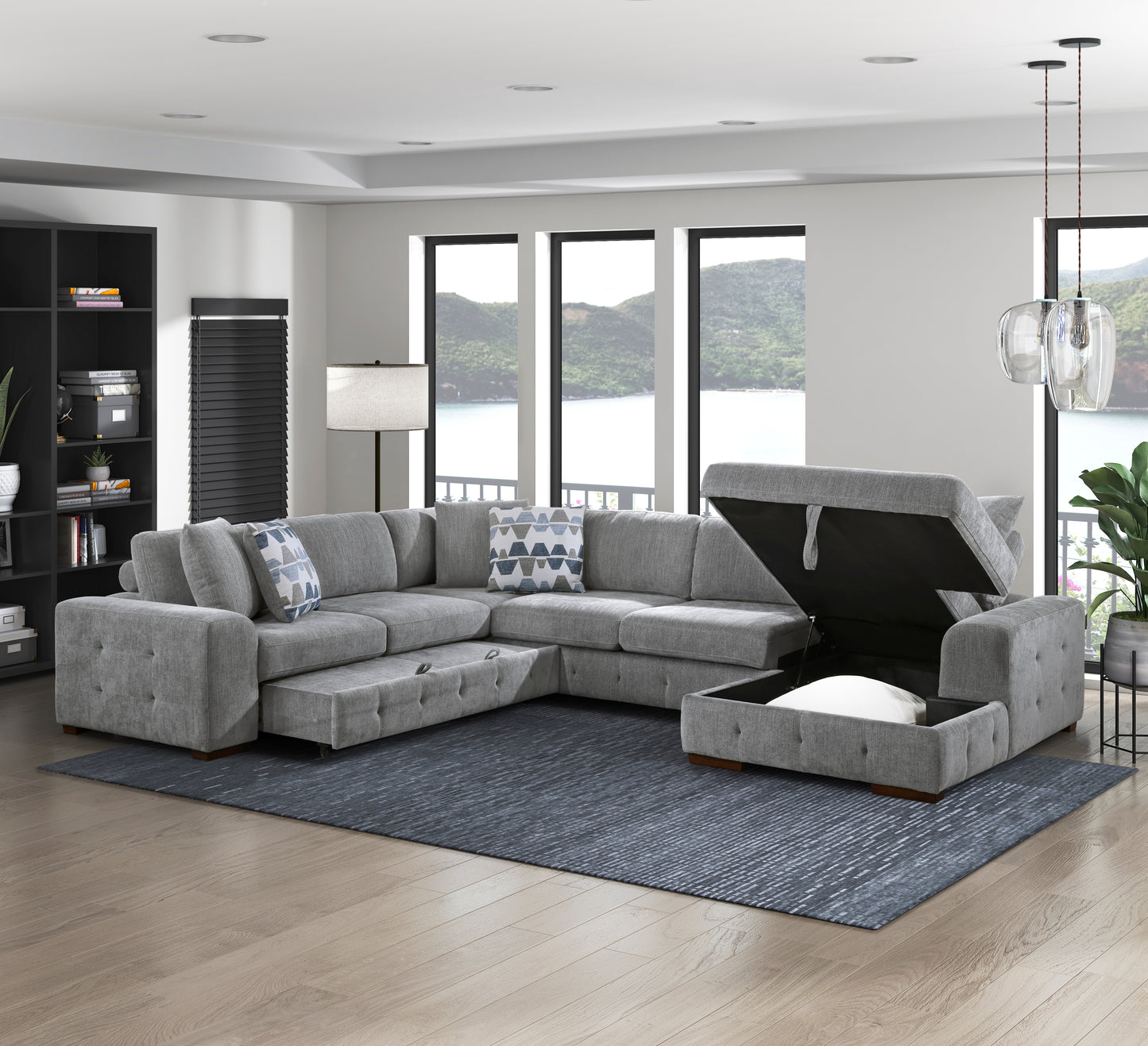 Homelegance Raife Sectional Sofa in Gray 9624GY-42LRC for Stylish Living