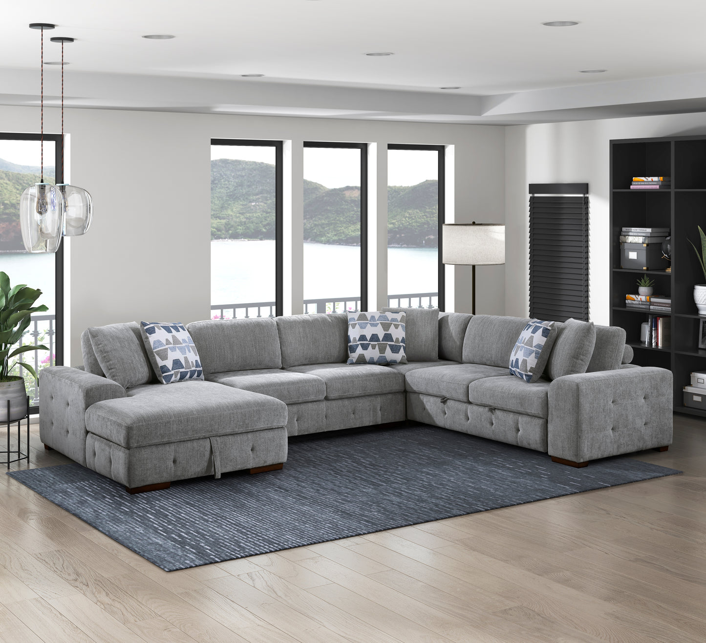 Homelegance Raife Sectional Sofa in Gray 9624GY-42RLC
