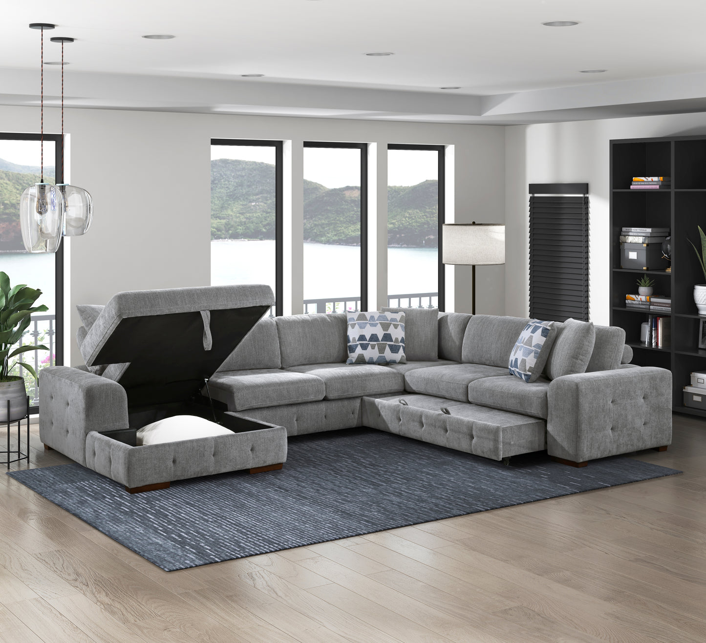 Homelegance Raife Sectional Sofa in Gray 9624GY-42RLC