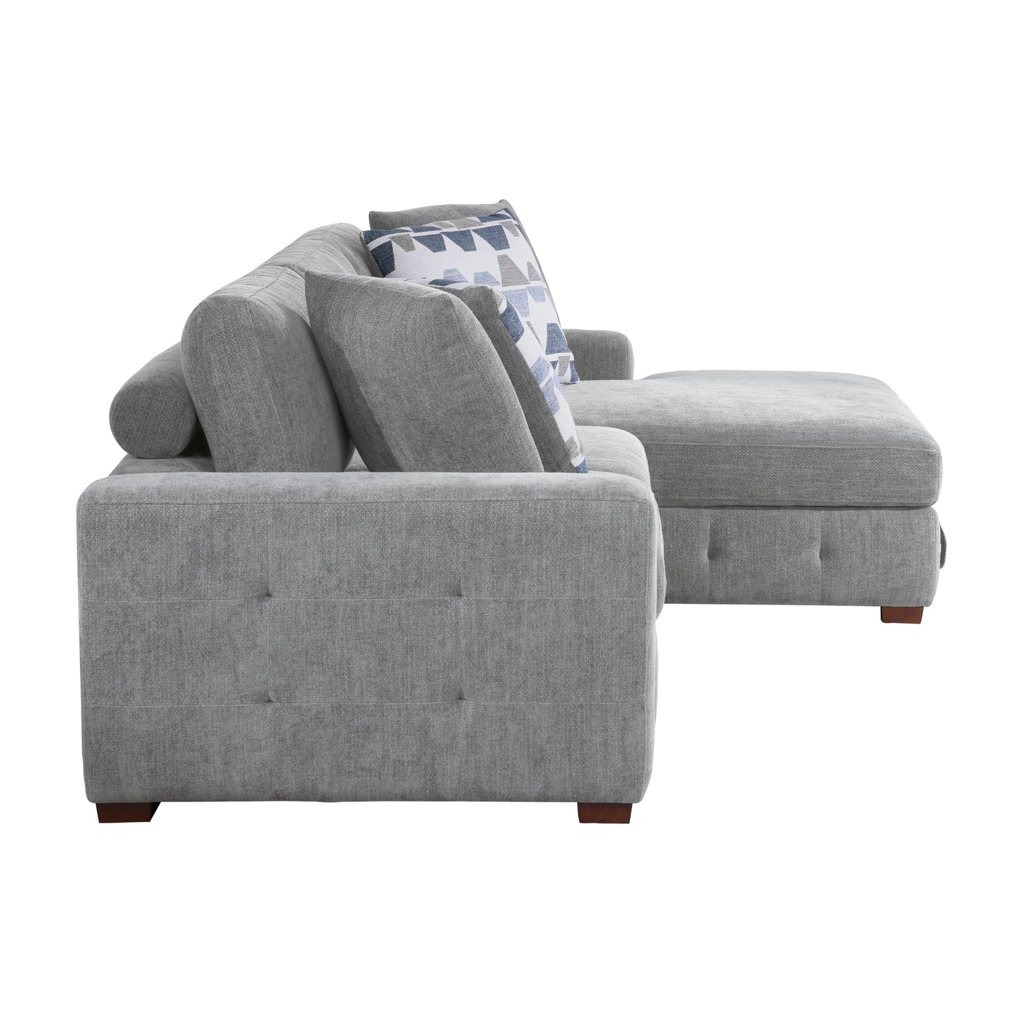 Homelegance Raife Gray Chenille Sectional Sofa with Pull-Out Bed and Storage 9624GY-32LRC