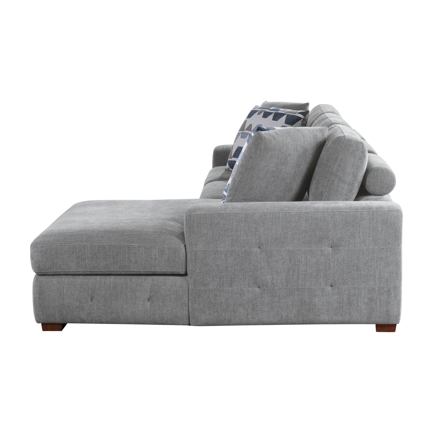 Homelegance Raife Gray Chenille Sectional Sofa with Pull-Out Bed and Storage 9624GY-32LRC