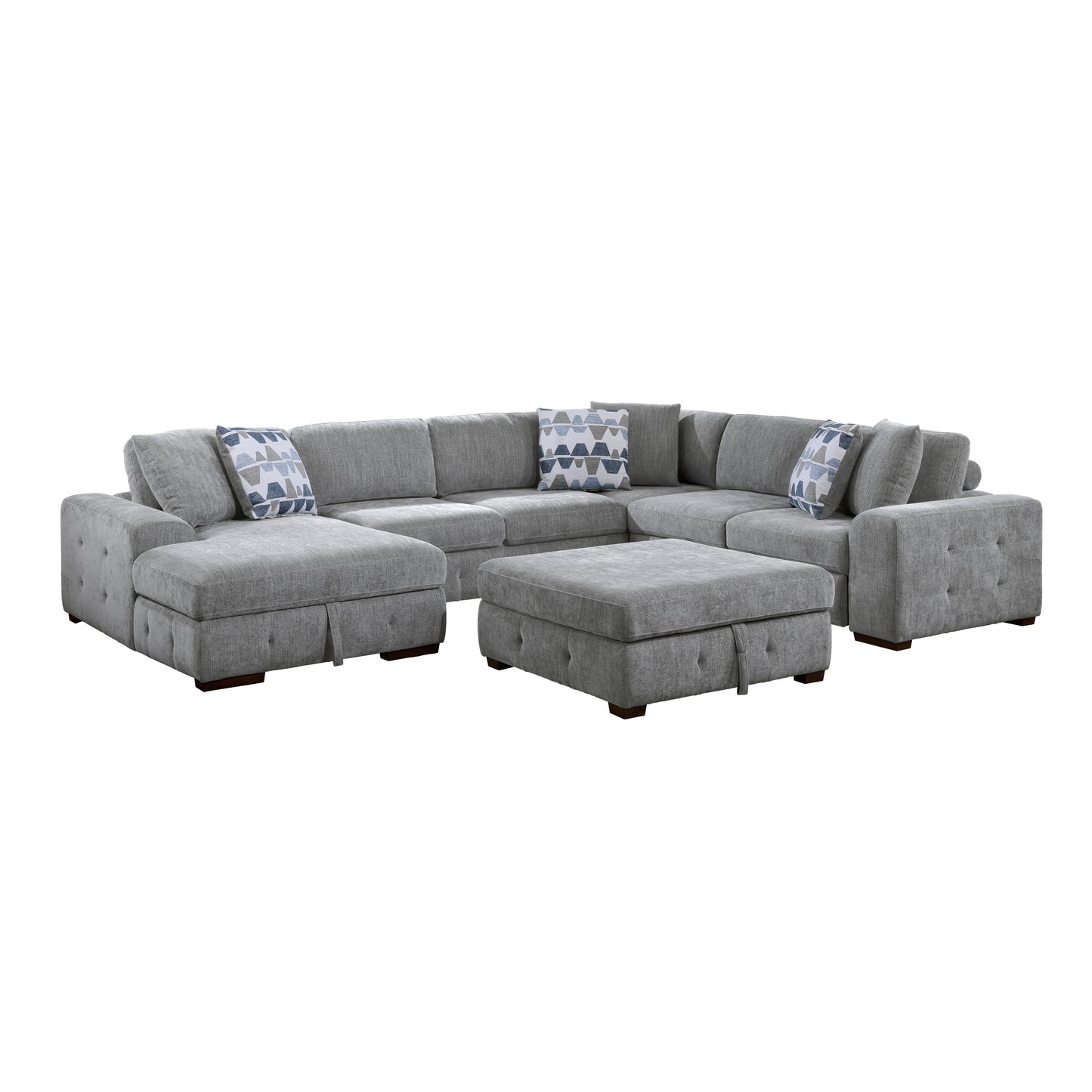 Homelegance Raife Sectional Sofa in Gray 9624GY-5LC2R for Stylish Living