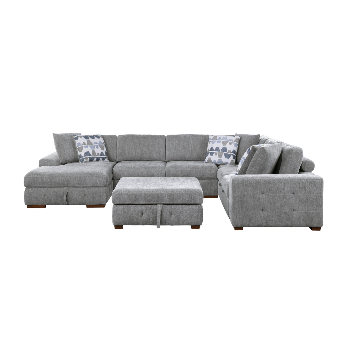 Homelegance Raife Sectional Sofa in Gray 9624GY-5LC2R for Stylish Living