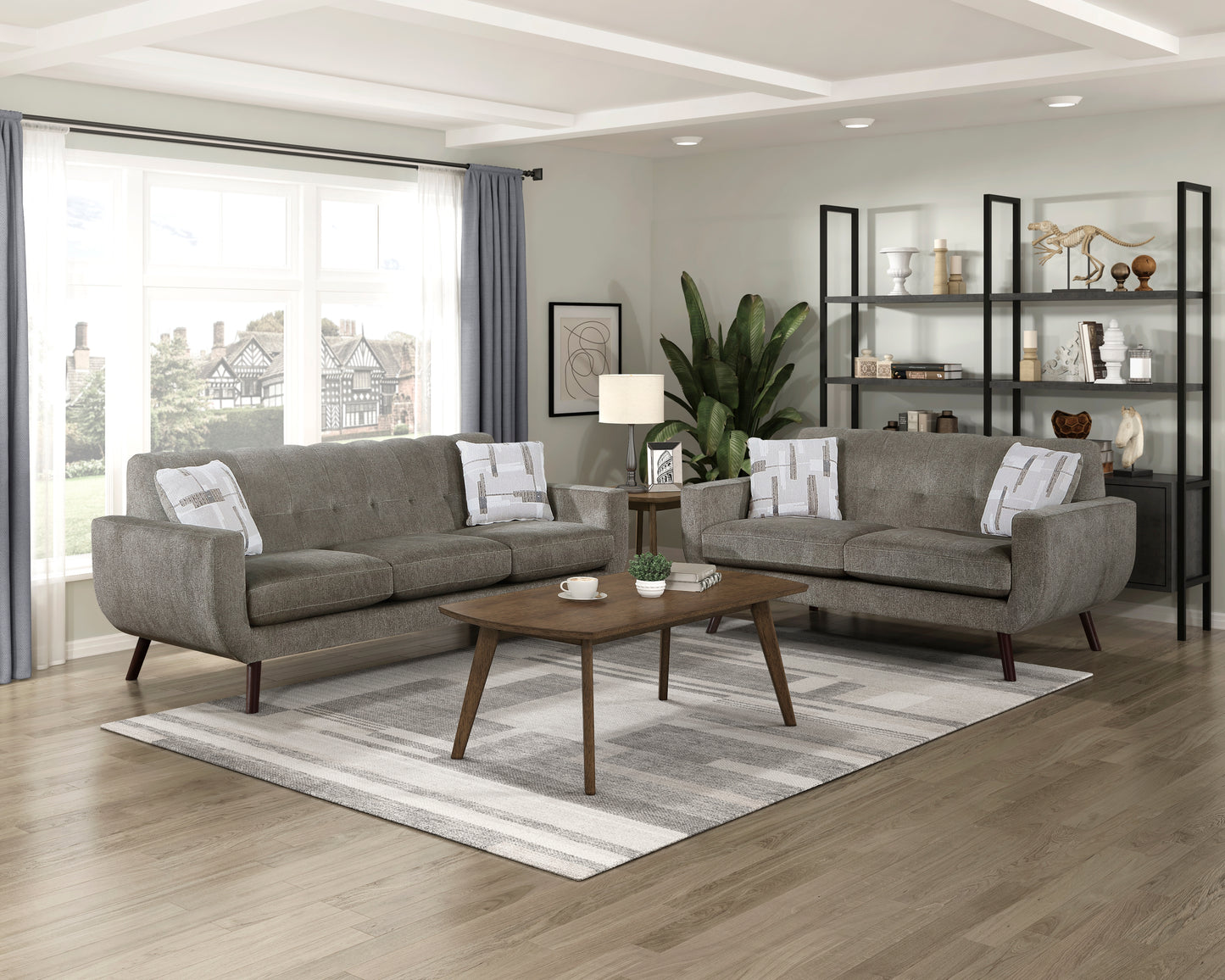 Homelegance Janne Loveseat in Brown Textured Microfiber 9627CAF-2