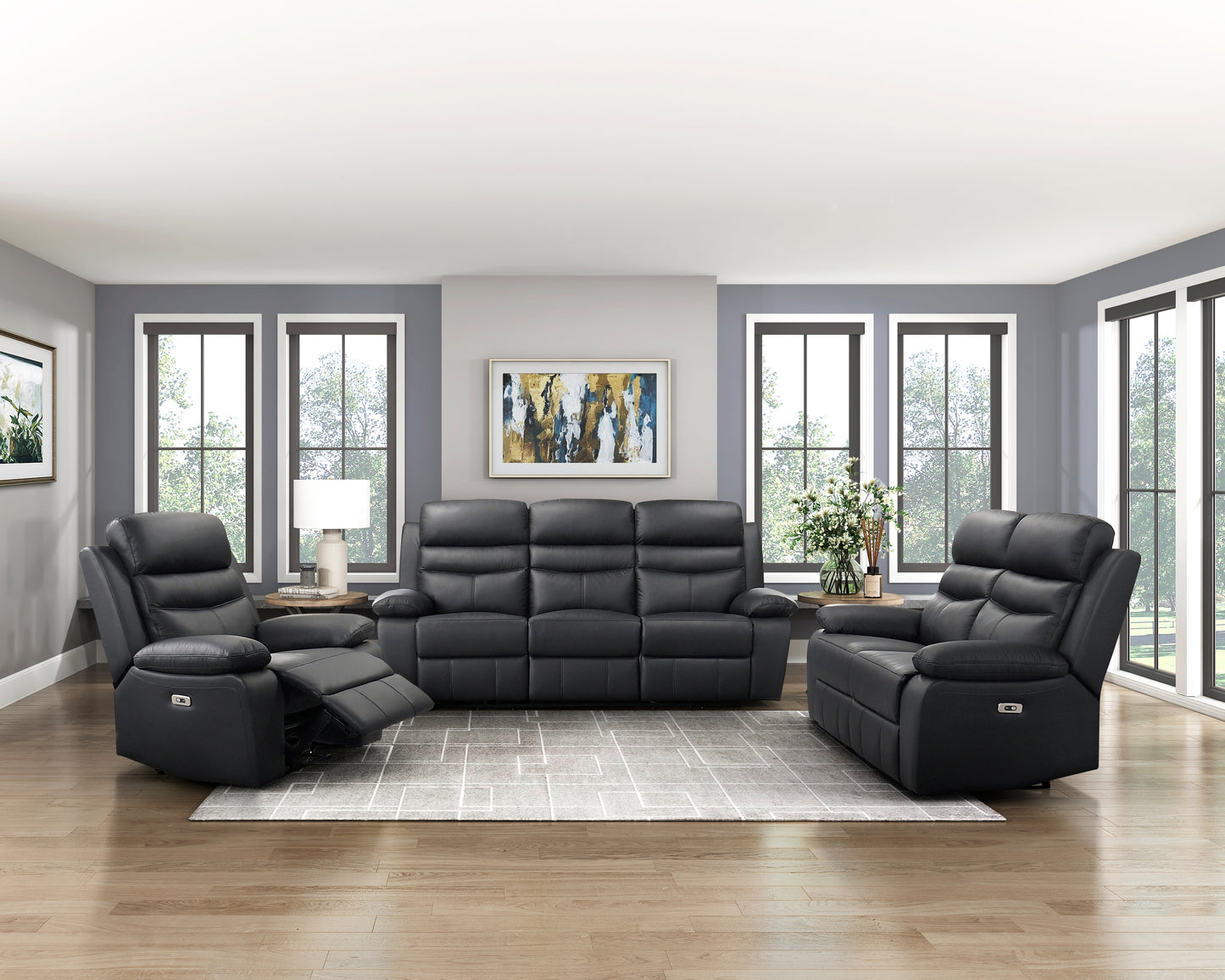 Homelegance Hancock Reclining Chair Power Recliner in Black 9628BLK-1PW