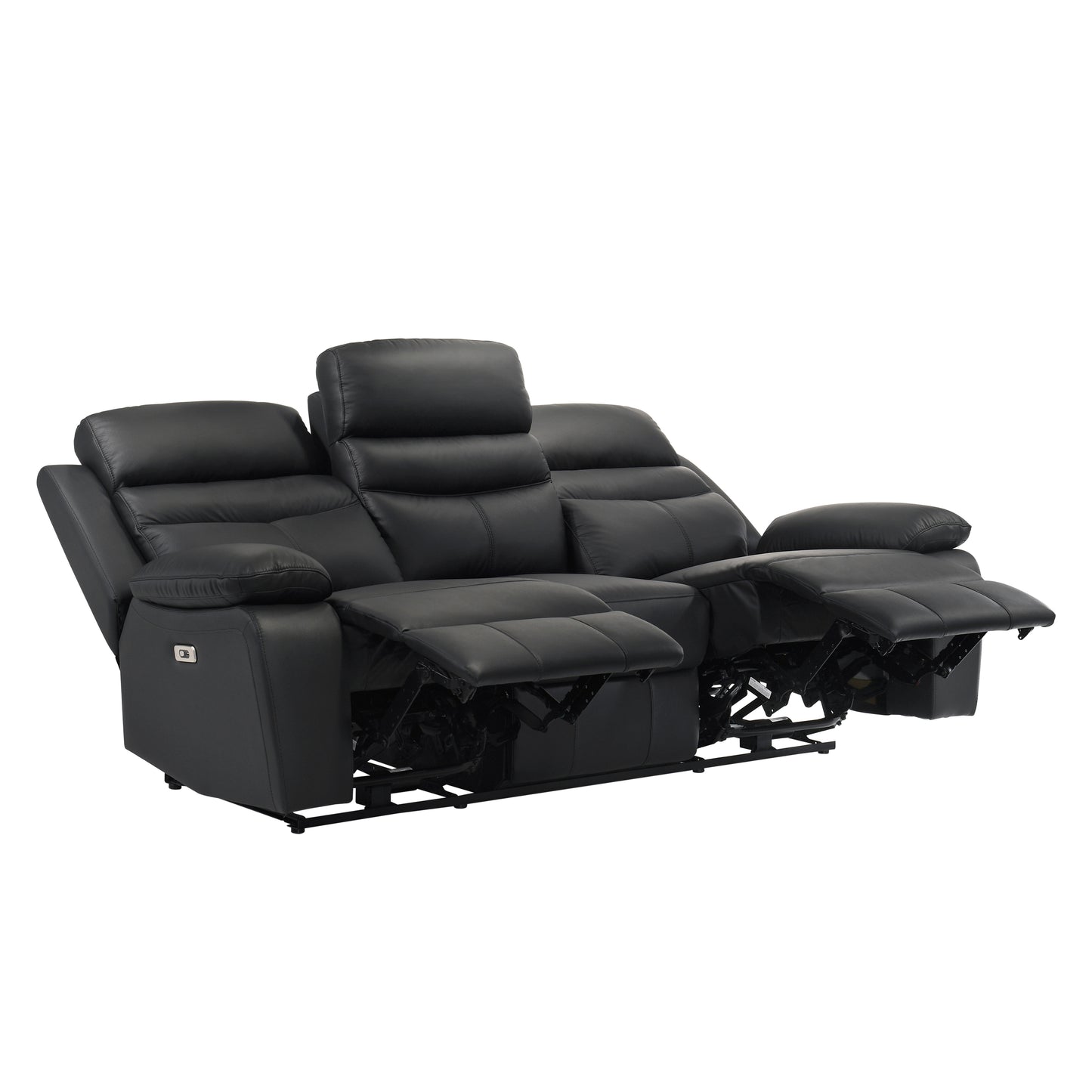 Homelegance Hancock Sectional Sofa Black Leather Power Recline 9628BLK-3PW