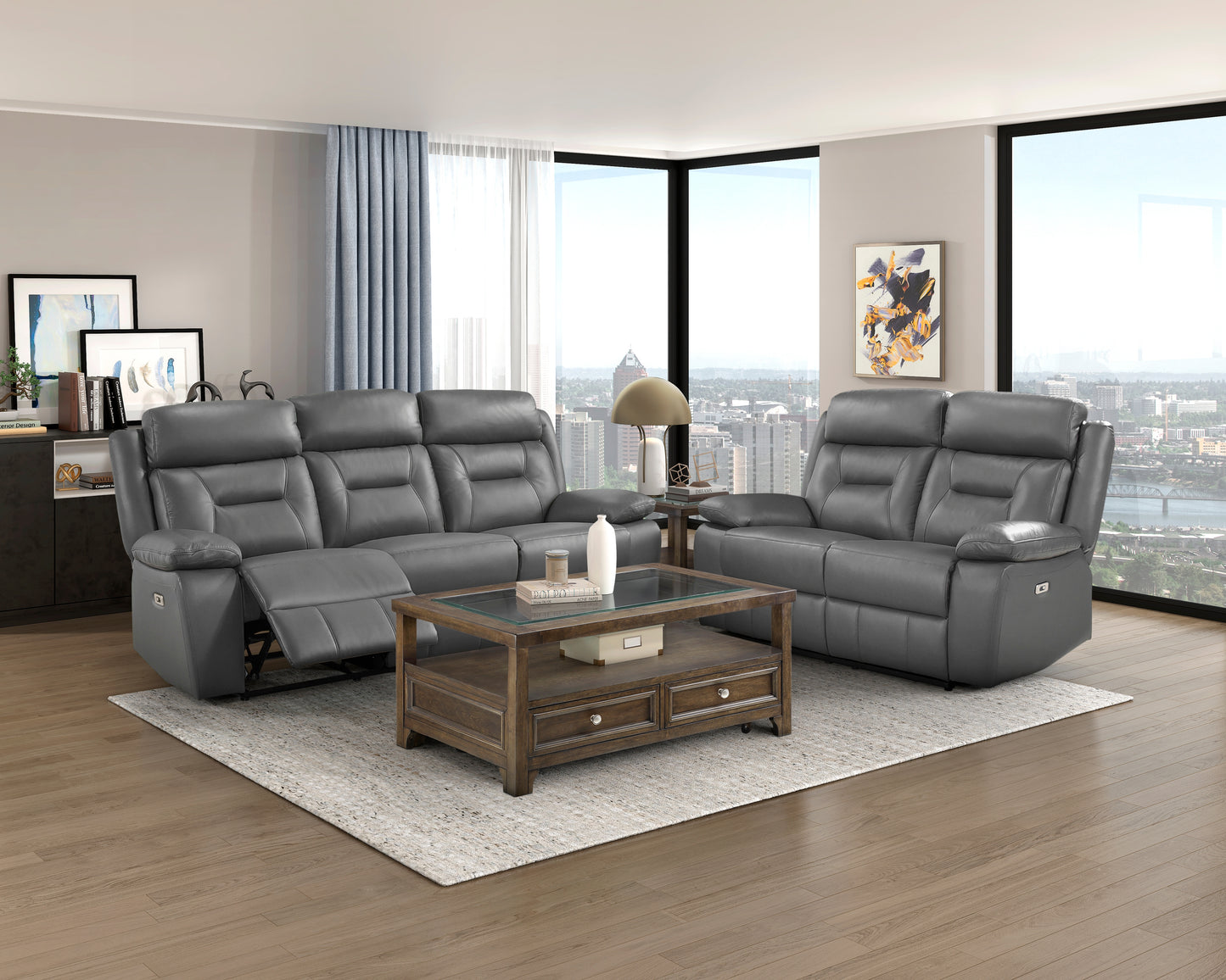 Homelegance Laconia Power Reclining Loveseat Gray 9629DGY-2PW