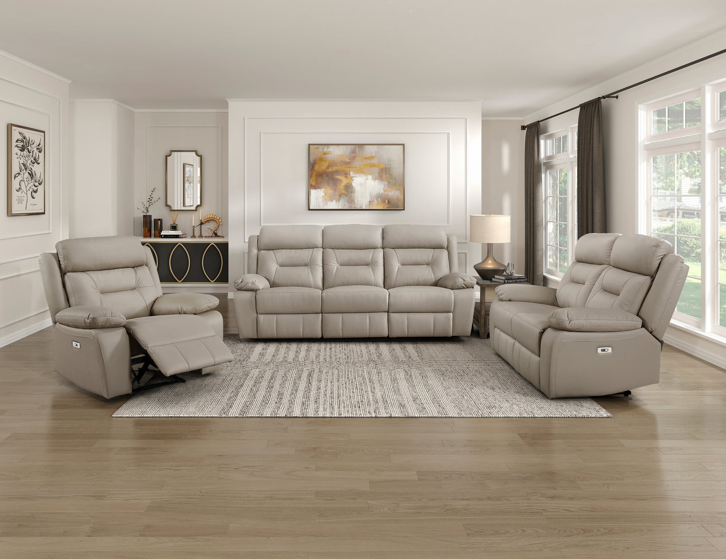 Homelegance Laconia Reclining Chair Power Recliner in Gray 9629LTE-1PW