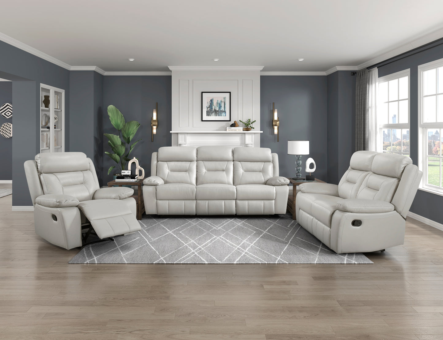 Homelegance Laconia Reclining Chair in Silver Leather 9629SVE-1