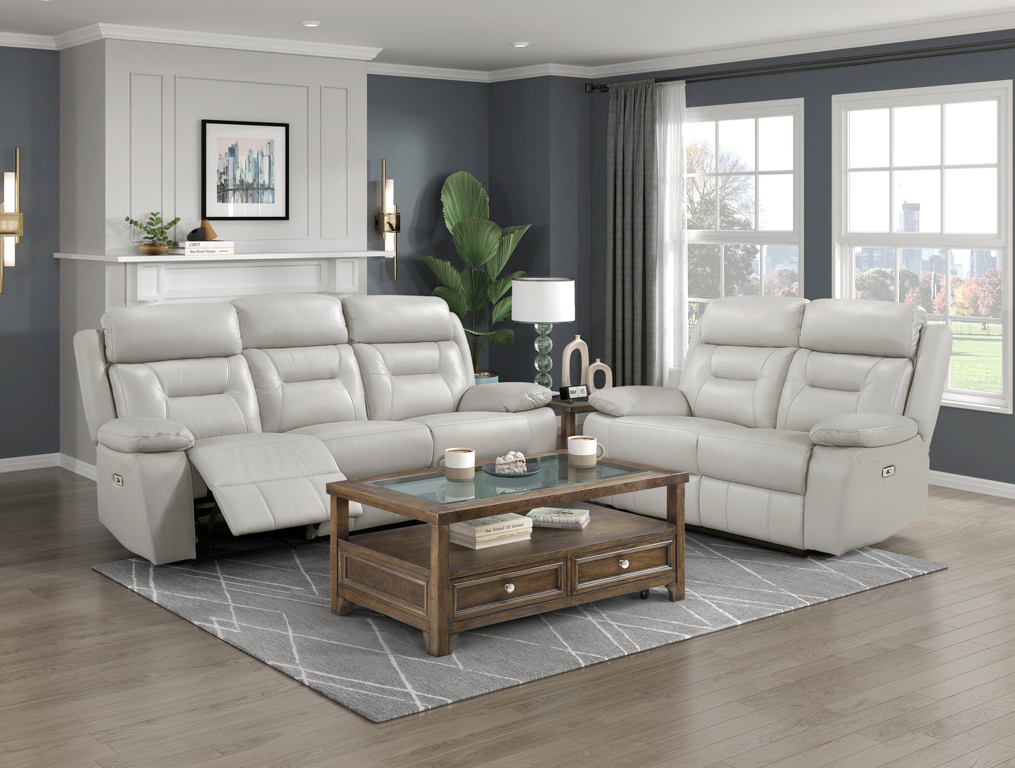 Homelegance Laconia Power Reclining Loveseat in Gray 9629SVE-2PW