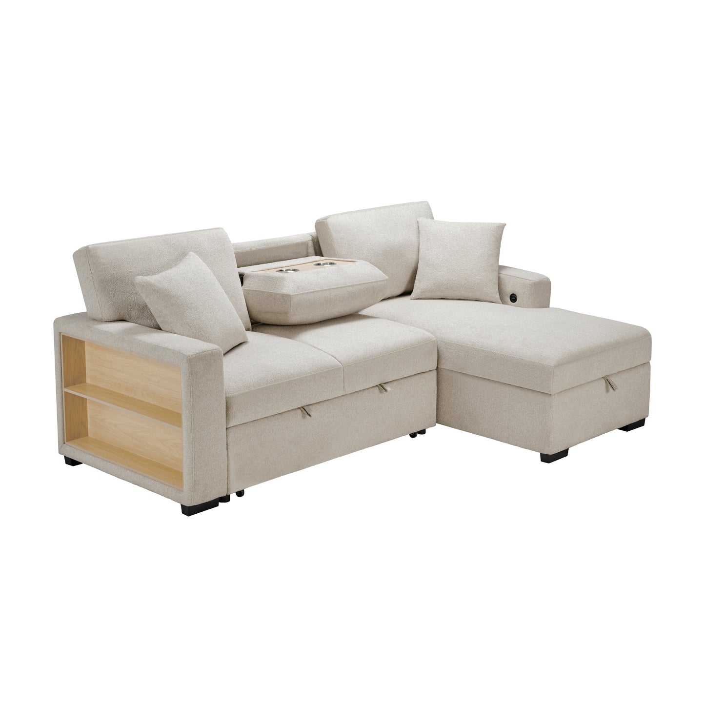 Homelegance Pompano Right Chaise Sectional Sofa in Elegant Beige 9630BE-22LRC