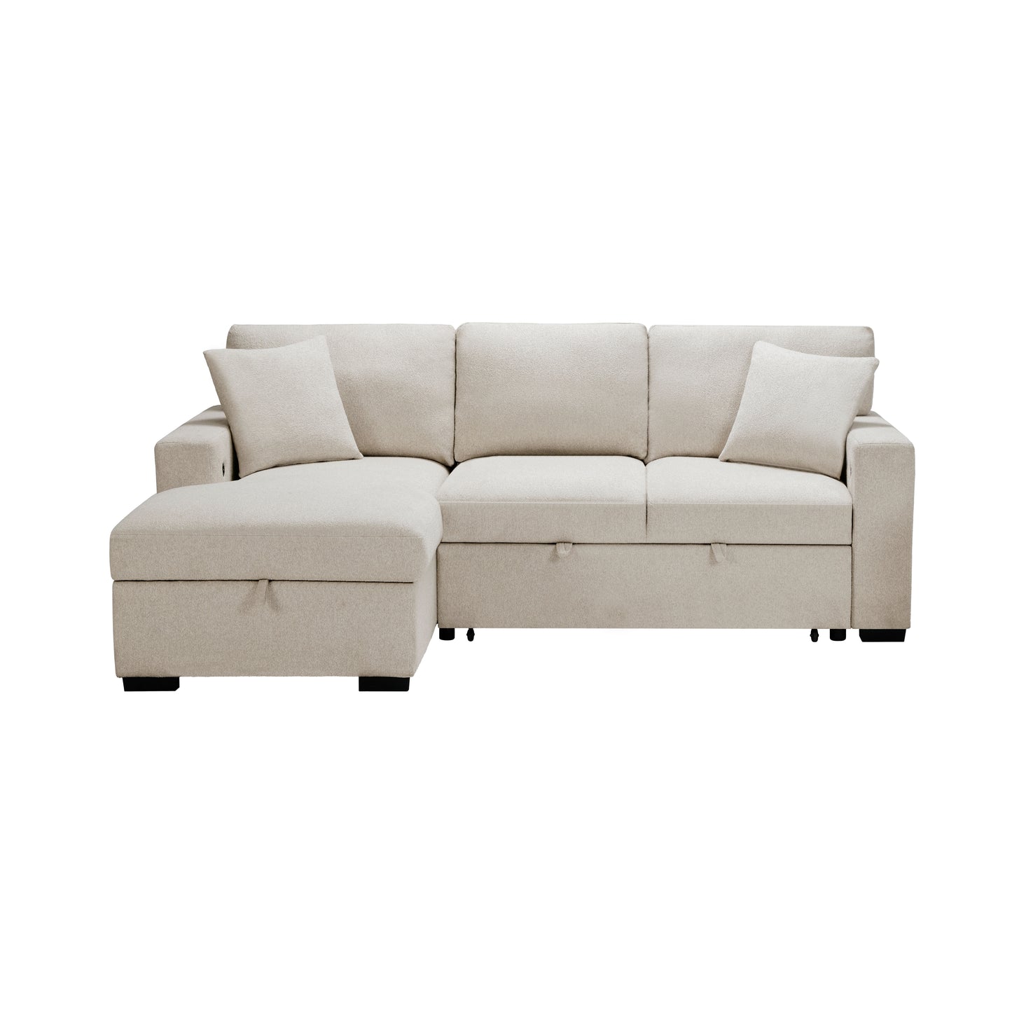 Homelegance Pompano Sectional Sofa in Soft Beige Boucle with Hidden Storage 9630BE-2LC2R