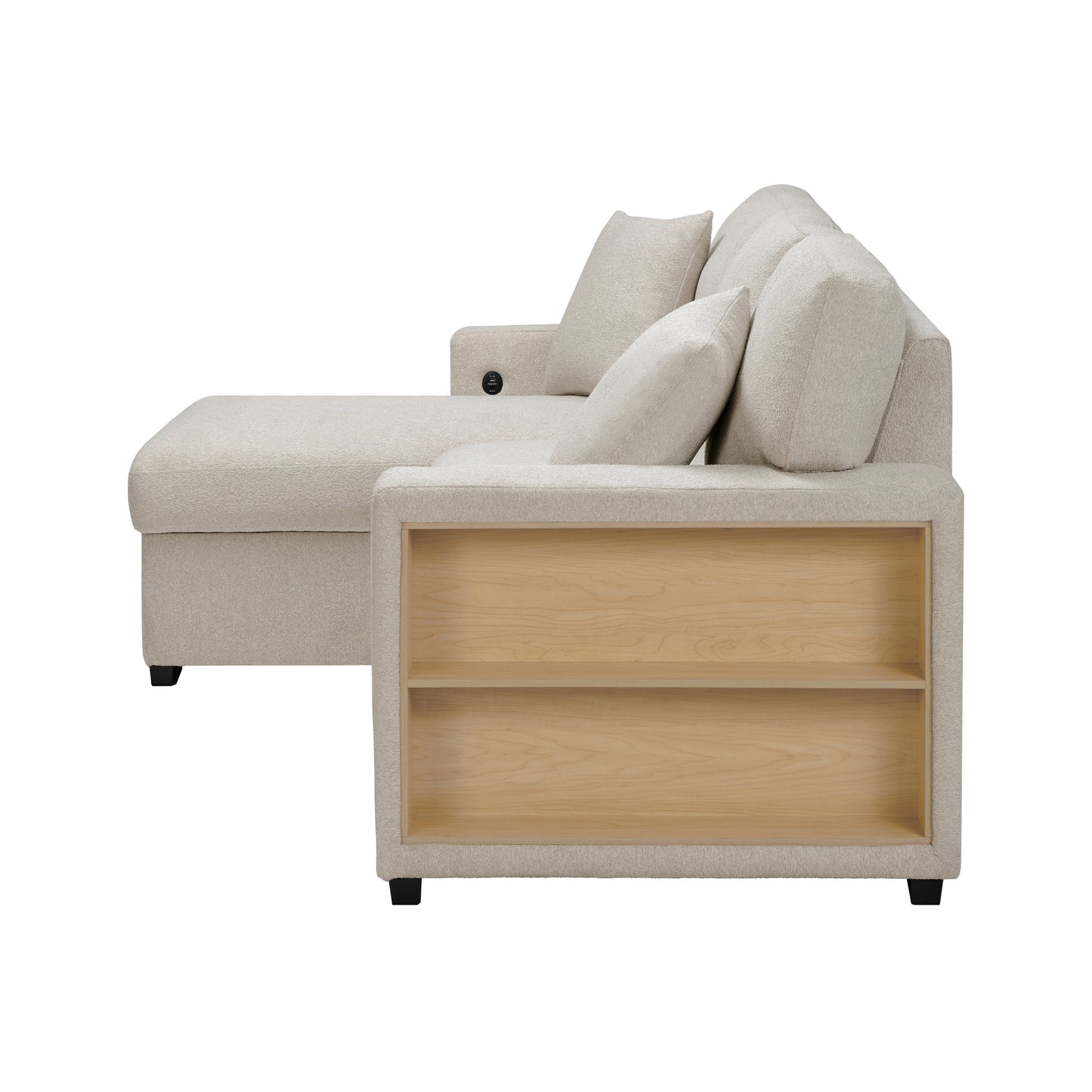Homelegance Pompano Sectional Sofa in Soft Beige Boucle with Hidden Storage 9630BE-2LC2R