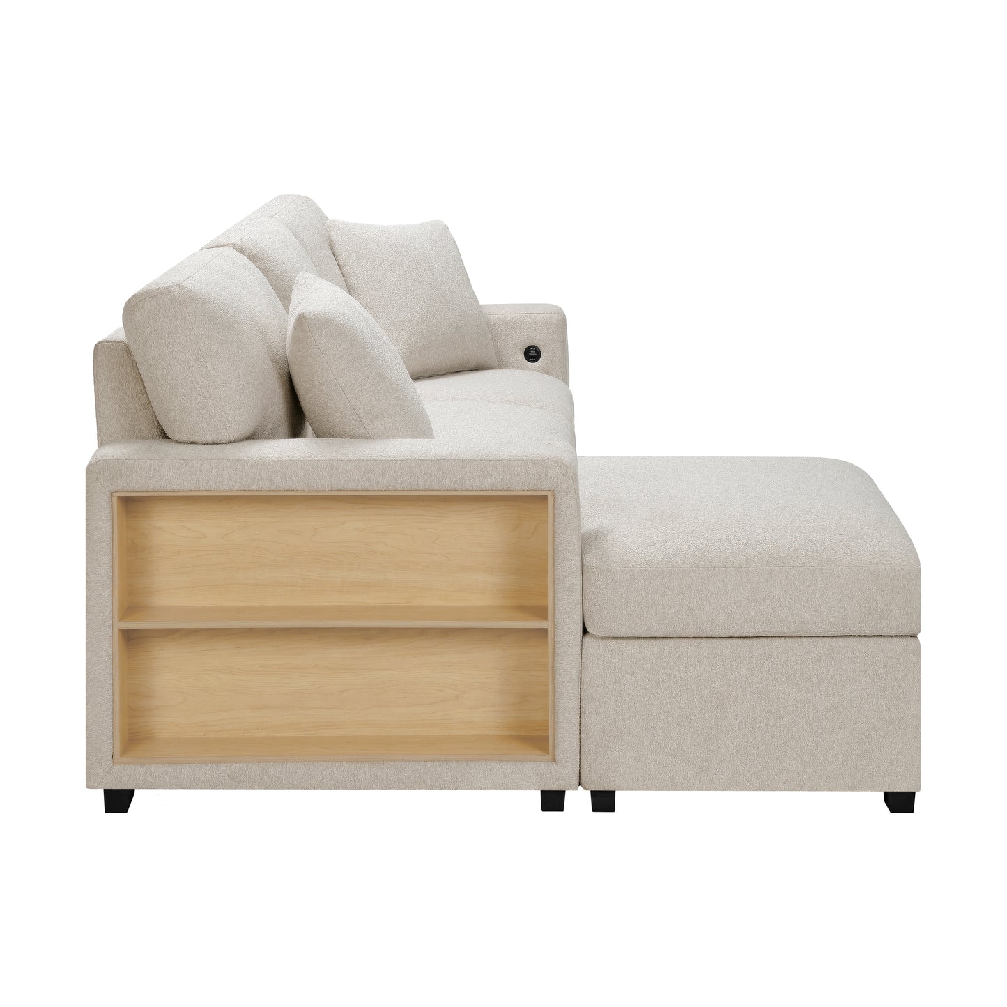 Homelegance Pompano Sectional Sofa in Soft Beige Boucle with Hidden Storage 9630BE-2LC2R