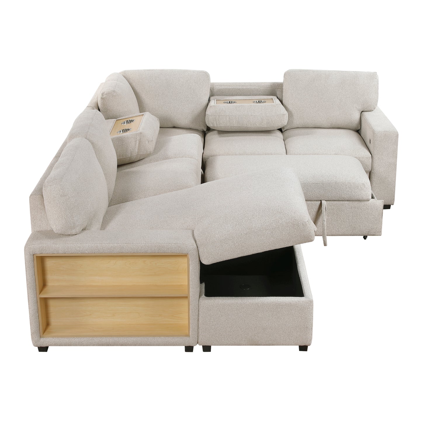 Homelegance Sectional Sofa in Beige Fabric 9630BE-4LC2R