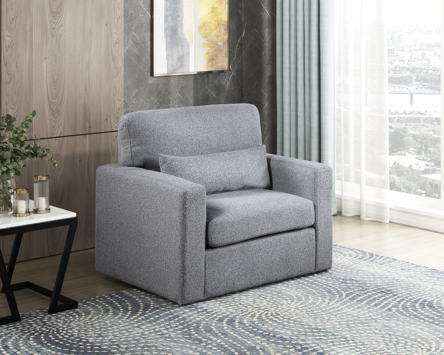 Homelegance Pompano Swivel Accent Chair in Gray Fabric 9630GY-1SW