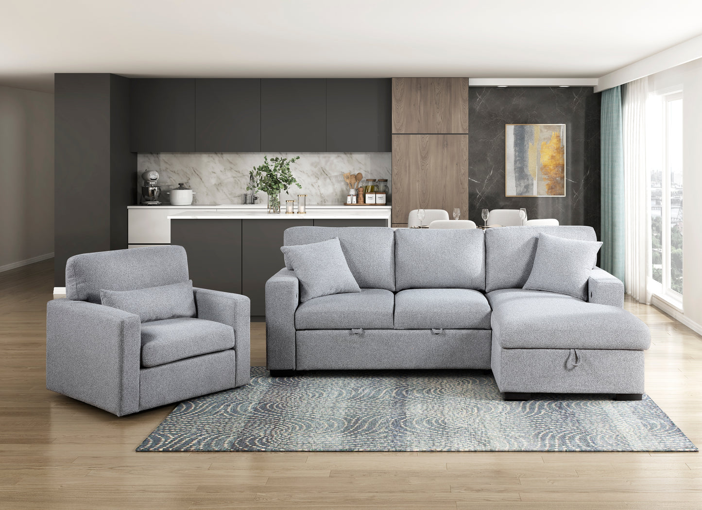 Homelegance Pompano Swivel Accent Chair in Gray Fabric 9630GY-1SW