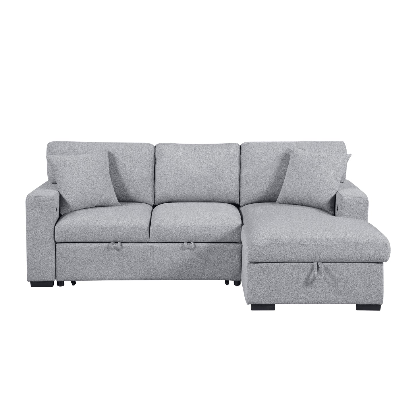 Homelegance Pompano Sectional Sofa Gray with Pull-Out Bed and Storage 9630GY-22LRC