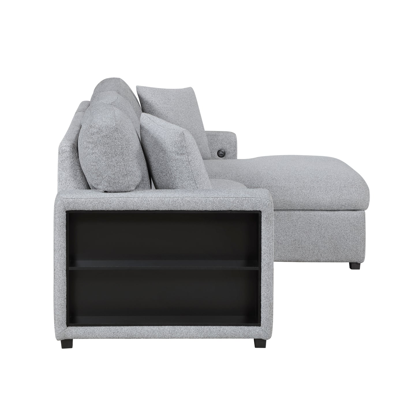 Homelegance Pompano Sectional Sofa Gray with Pull-Out Bed and Storage 9630GY-22LRC
