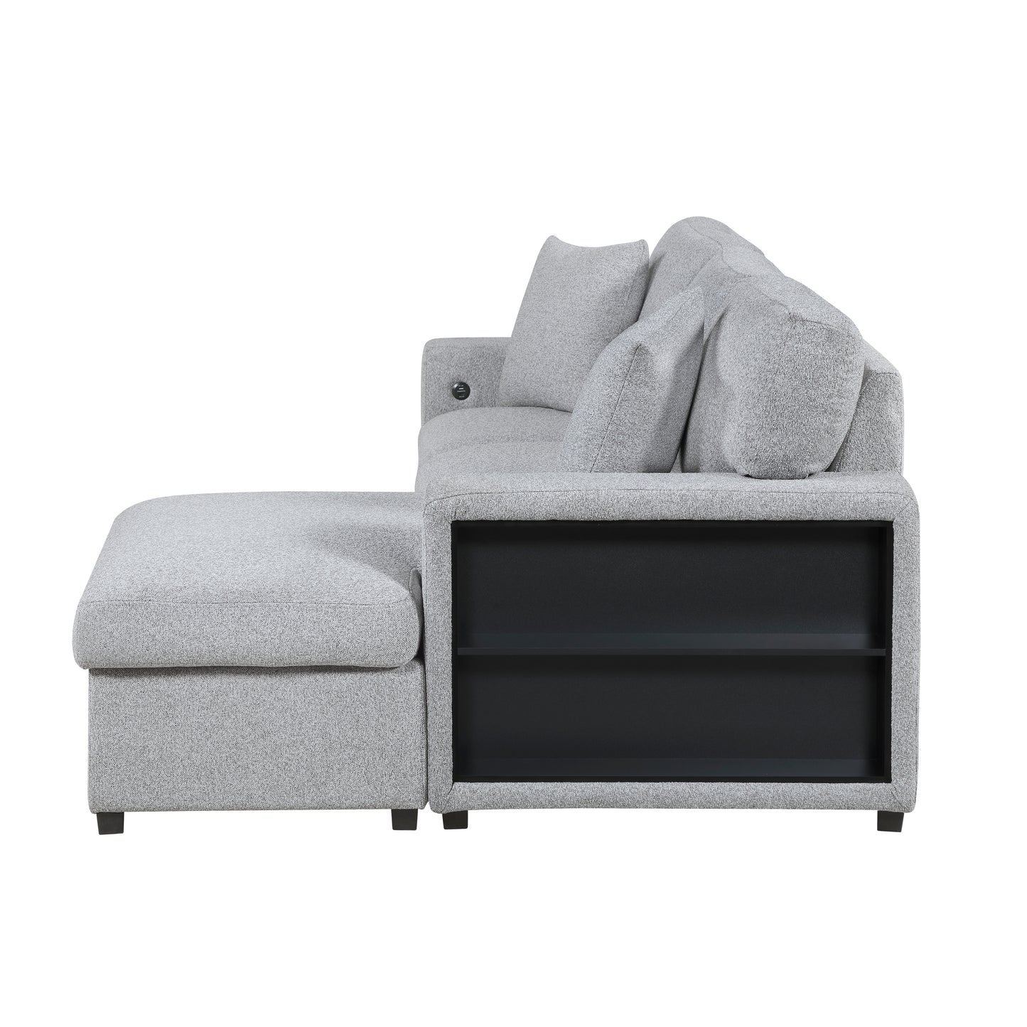 Homelegance Pompano Sectional Sofa Gray with Pull-Out Bed and Storage 9630GY-22LRC