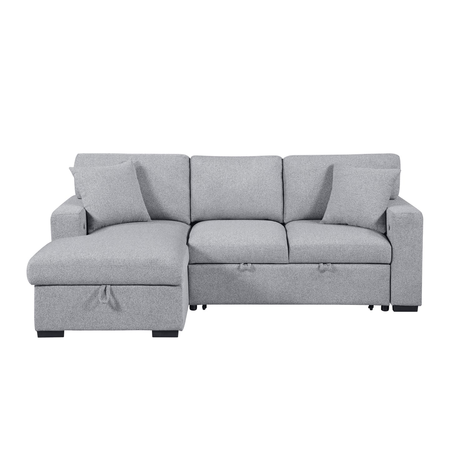 Homelegance Pompano Gray Sectional Sofa with Pull-Out Bed and Storage 9630GY-2LC2R