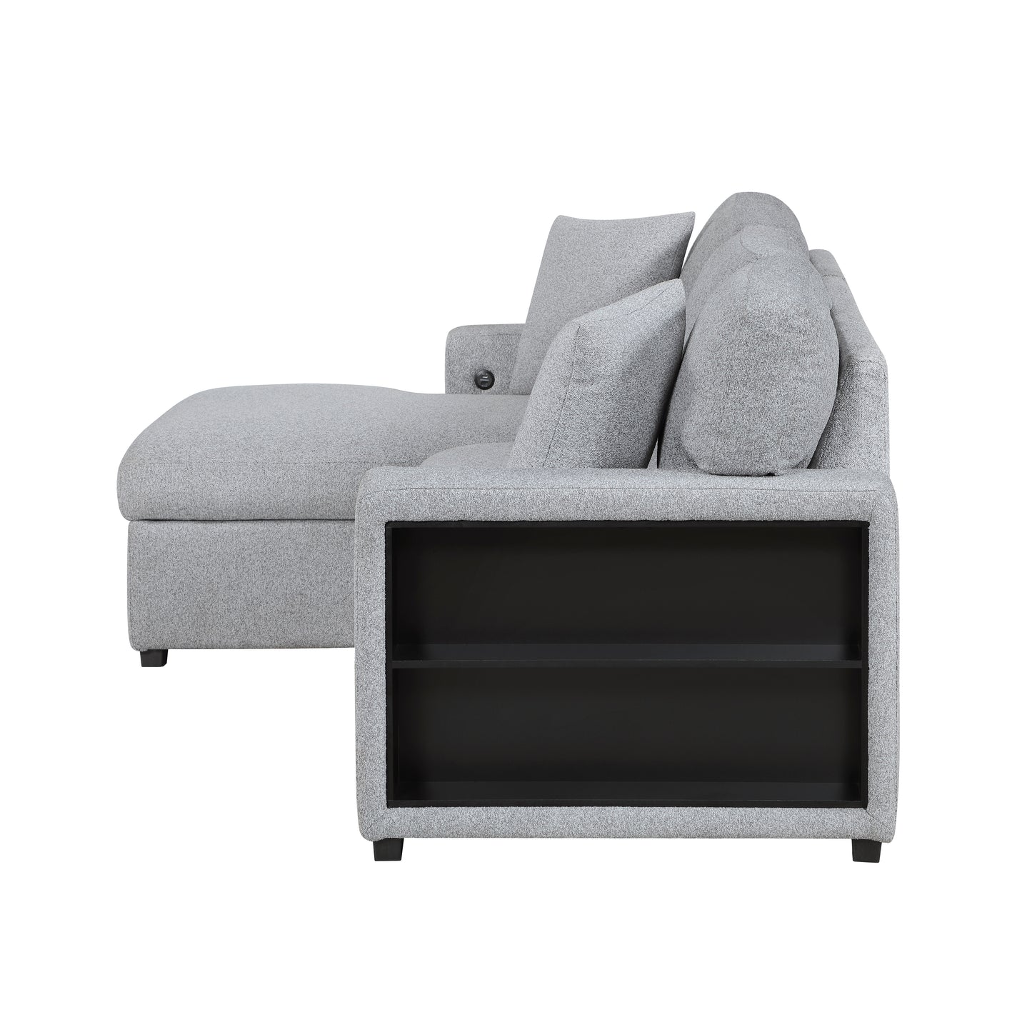 Homelegance Pompano Gray Sectional Sofa with Pull-Out Bed and Storage 9630GY-2LC2R