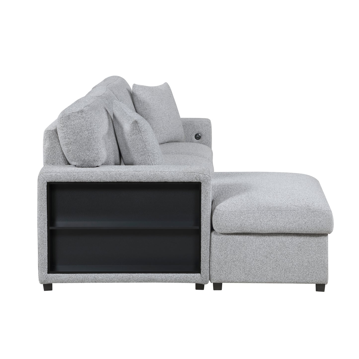 Homelegance Pompano Gray Sectional Sofa with Pull-Out Bed and Storage 9630GY-2LC2R
