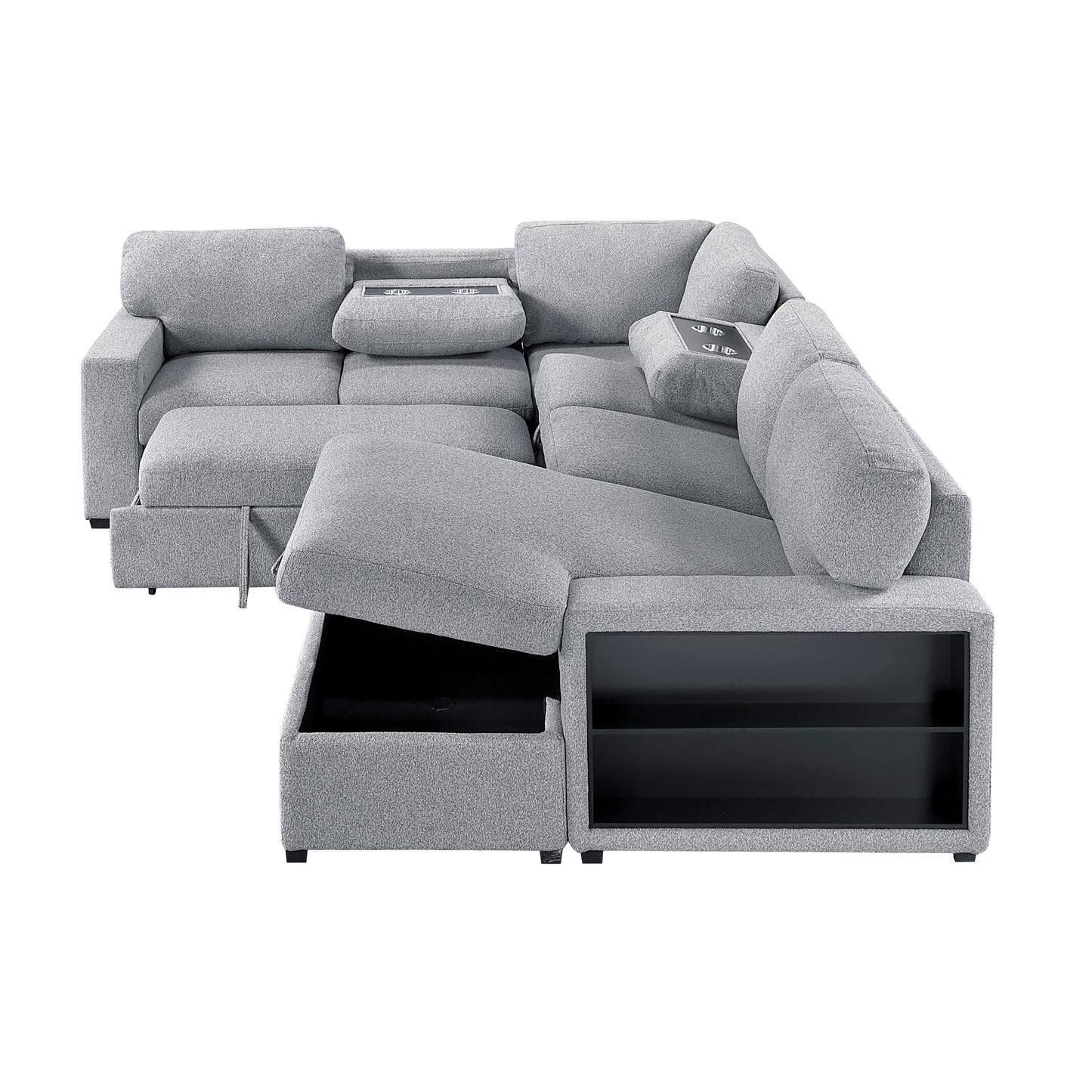 Homelegance Pompano Gray Sectional Sofa 9630GY-42LRC