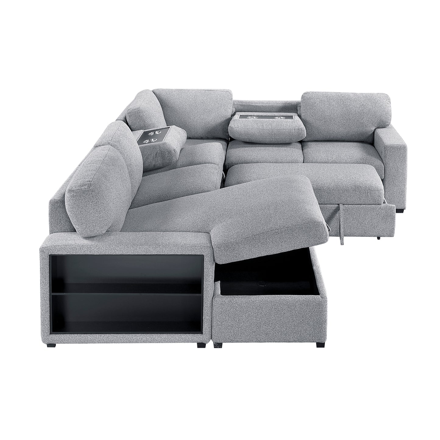 Homelegance Pompano Gray Sectional Sofa 9630GY-4LC2R