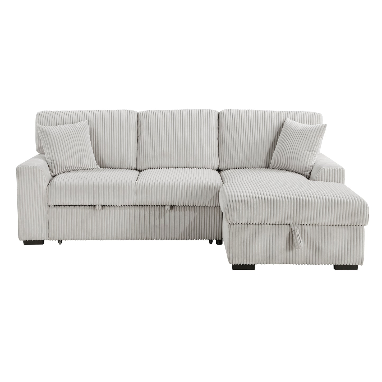 Homelegance Marsh Sectional Sofa in Moonbeam with Pull-Out Bed and Storage 9633MNB-22LRC