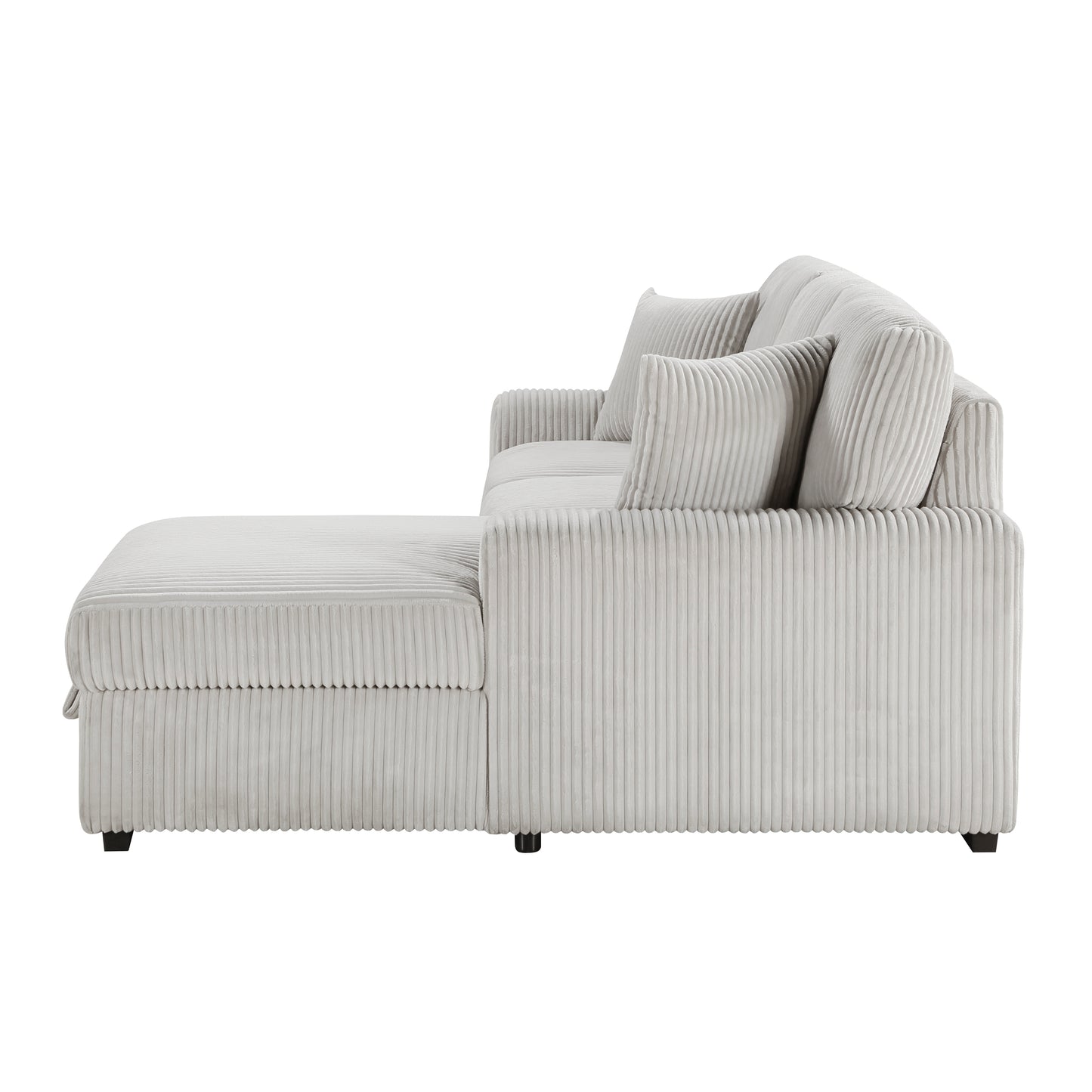 Homelegance Marsh Sectional Sofa in Moonbeam with Pull-Out Bed and Storage 9633MNB-22LRC