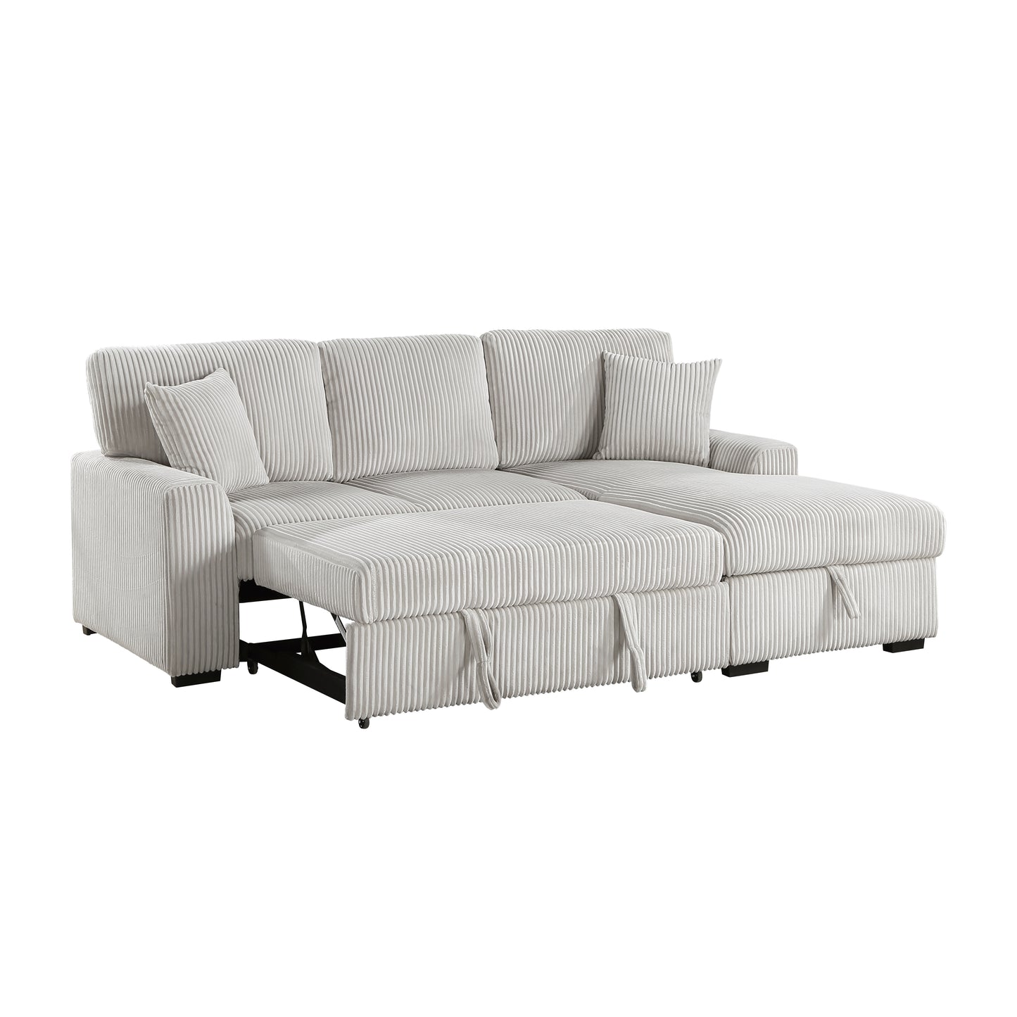 Homelegance Marsh Sectional Sofa in Moonbeam with Pull-Out Bed and Storage 9633MNB-22LRC