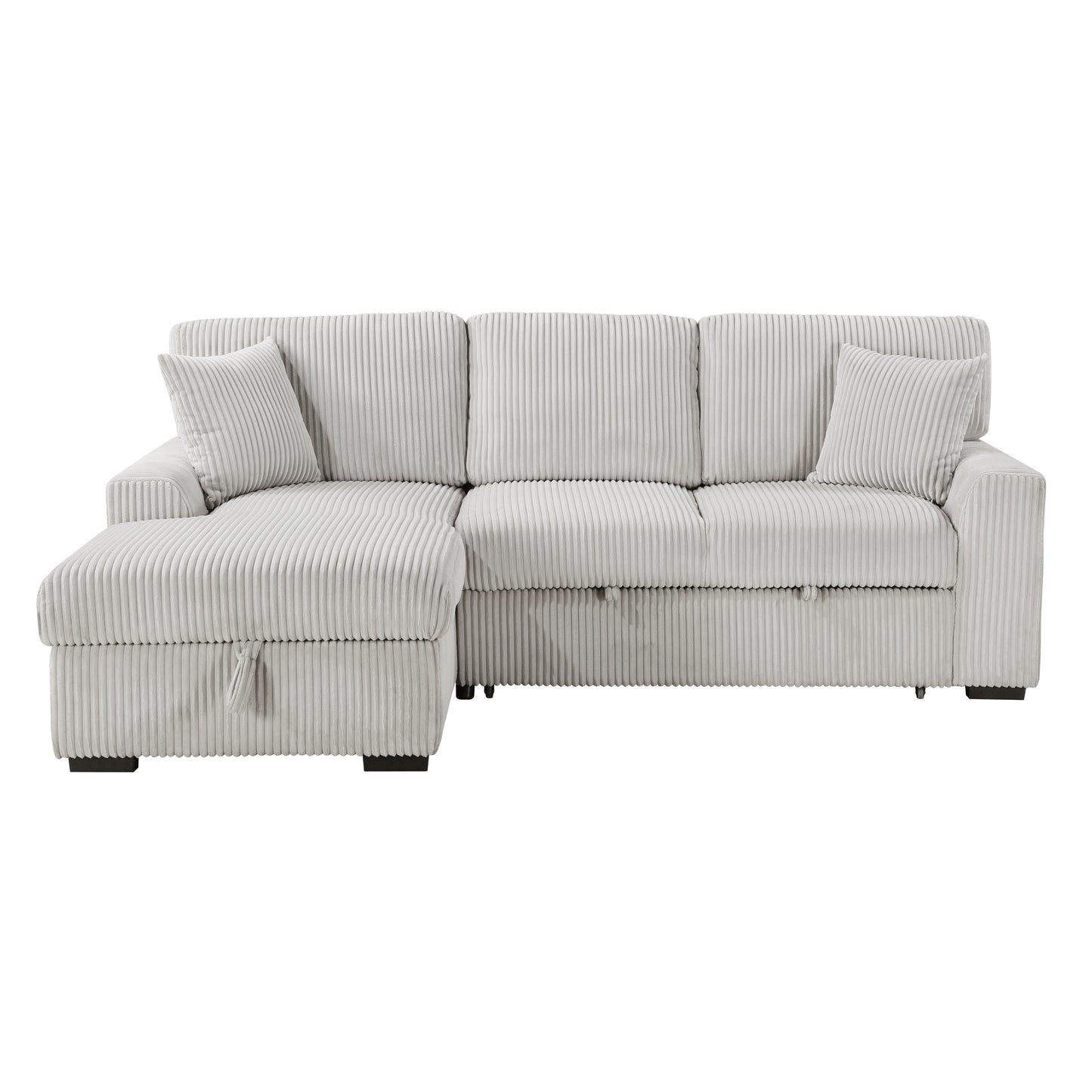 Homelegance Marsh 2-Piece Sectional Sofa in Moonbeam with Storage and Bed 9633MNB-2LC2R