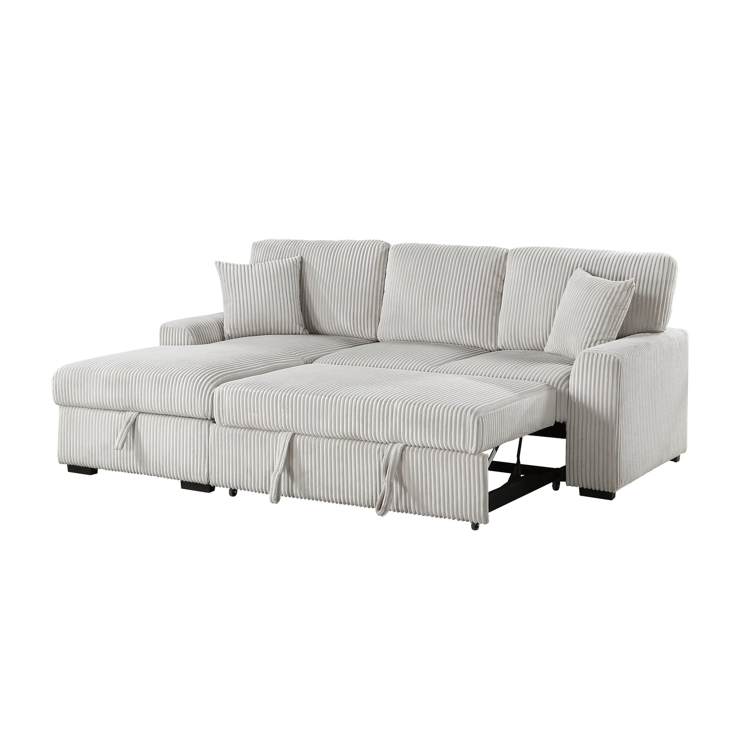 Homelegance Marsh 2-Piece Sectional Sofa in Moonbeam with Storage and Bed 9633MNB-2LC2R