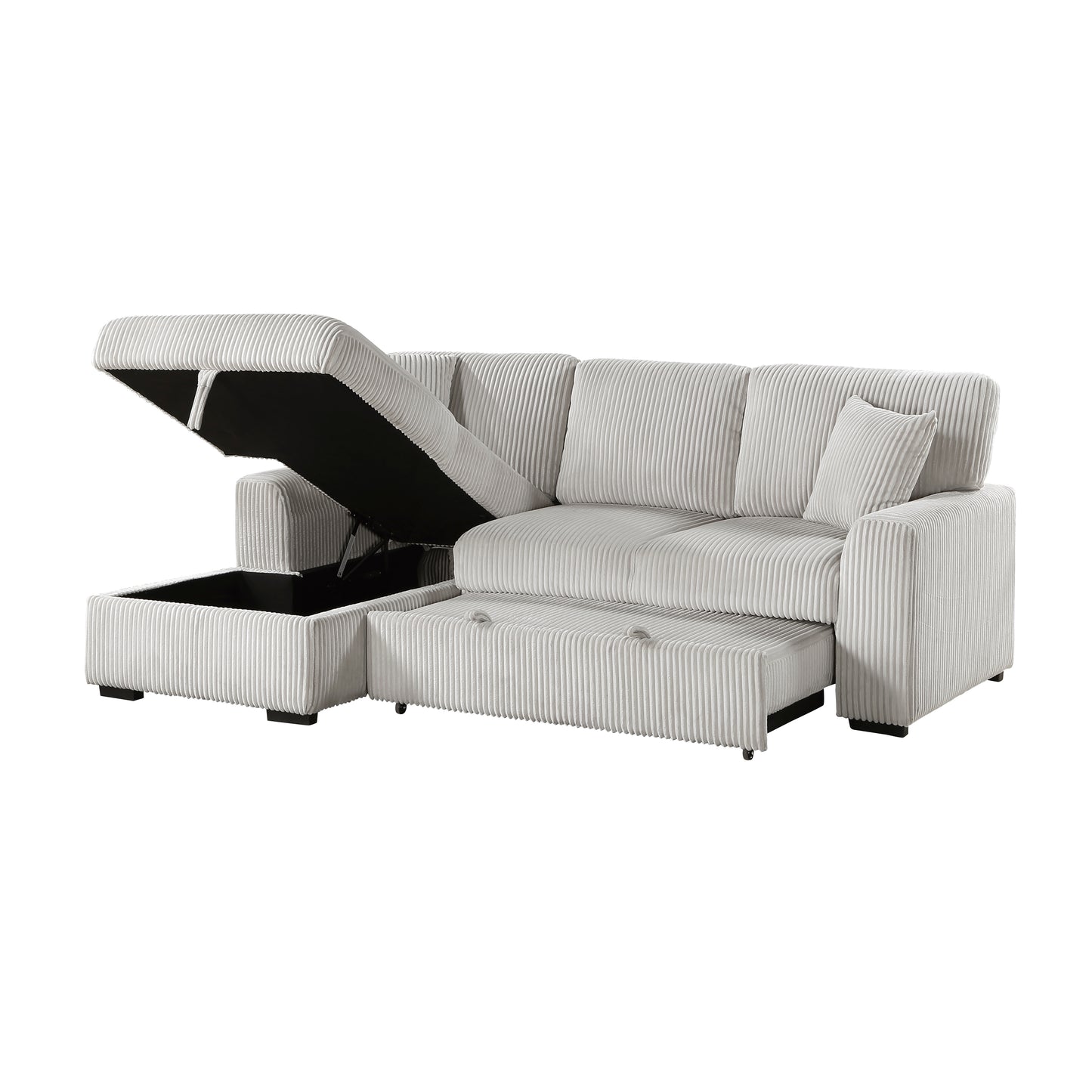 Homelegance Marsh 2-Piece Sectional Sofa in Moonbeam with Storage and Bed 9633MNB-2LC2R