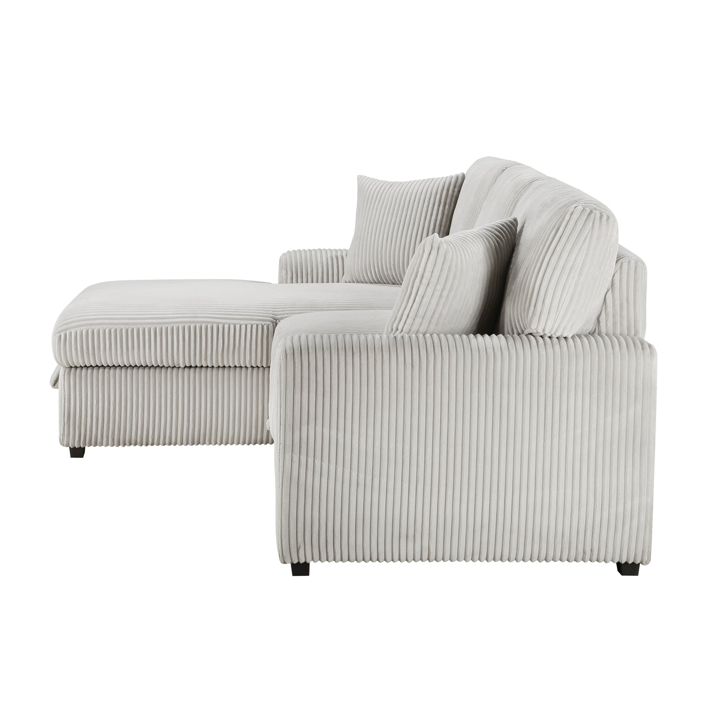 Homelegance Marsh 2-Piece Sectional Sofa in Moonbeam with Storage and Bed 9633MNB-2LC2R